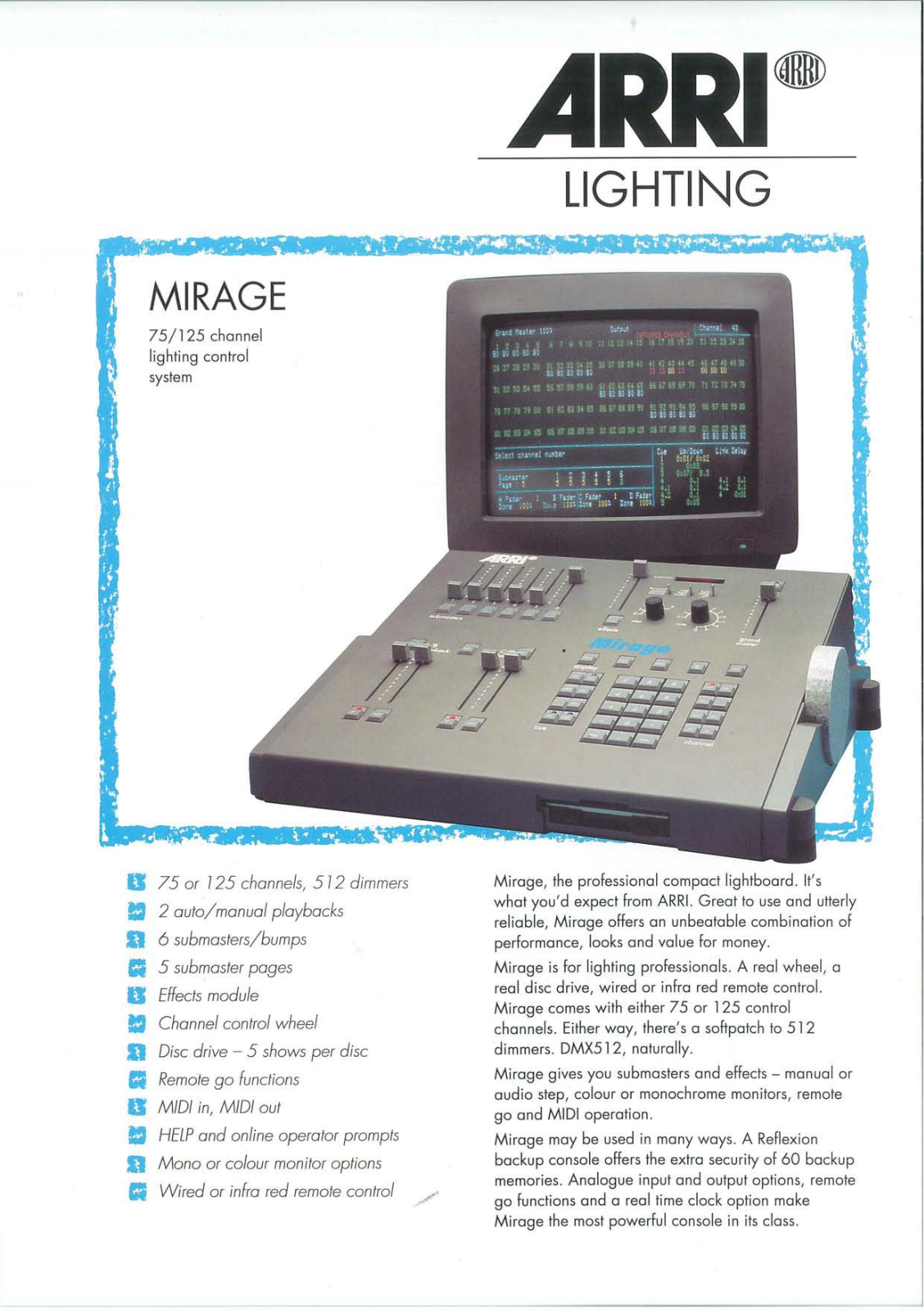 Arri Mirage Datasheet - ManualMachine.com