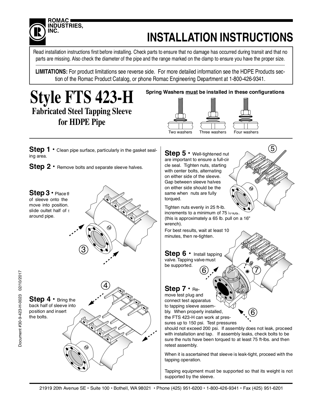 Romac Industries FTS423-H Installation Manual