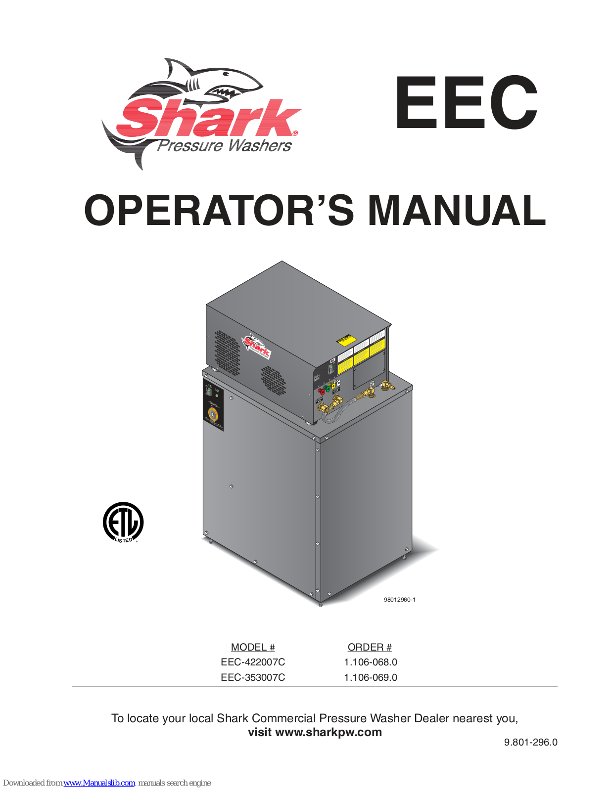 Shark Pressure Washers EEC-422007C, EEC-353007C Operator's Manual