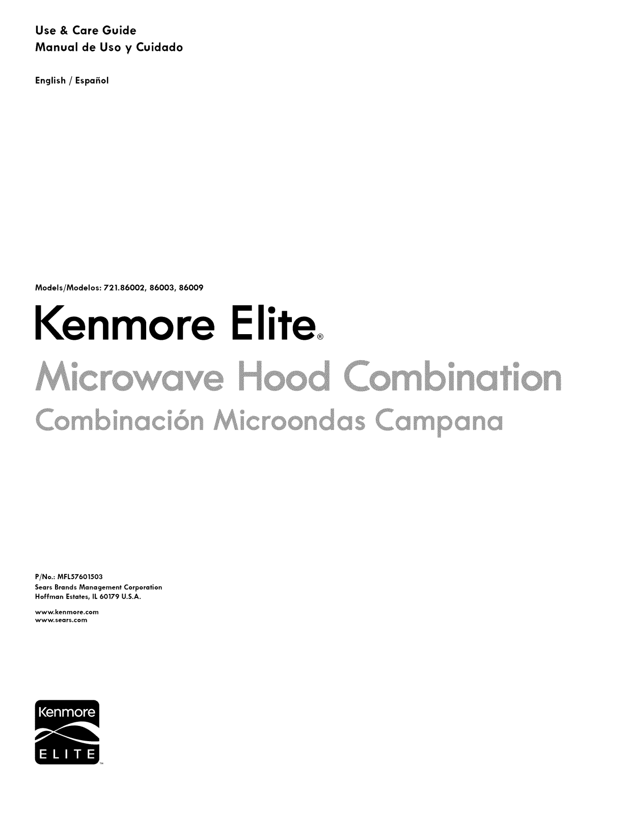 Kenmore Elite 72186002010, 72186003010, 72186009010 Owner’s Manual