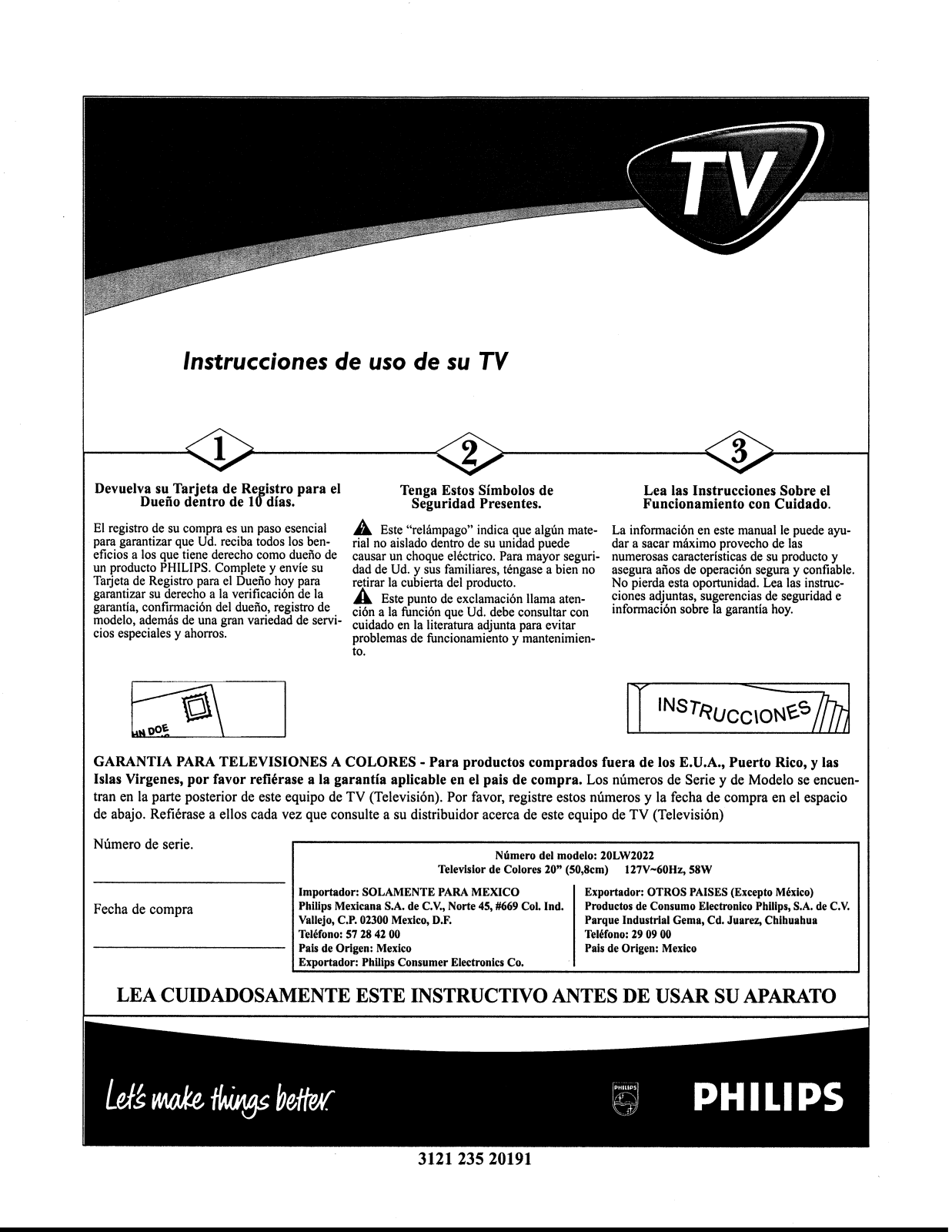 Philips 20LW202 User Manual