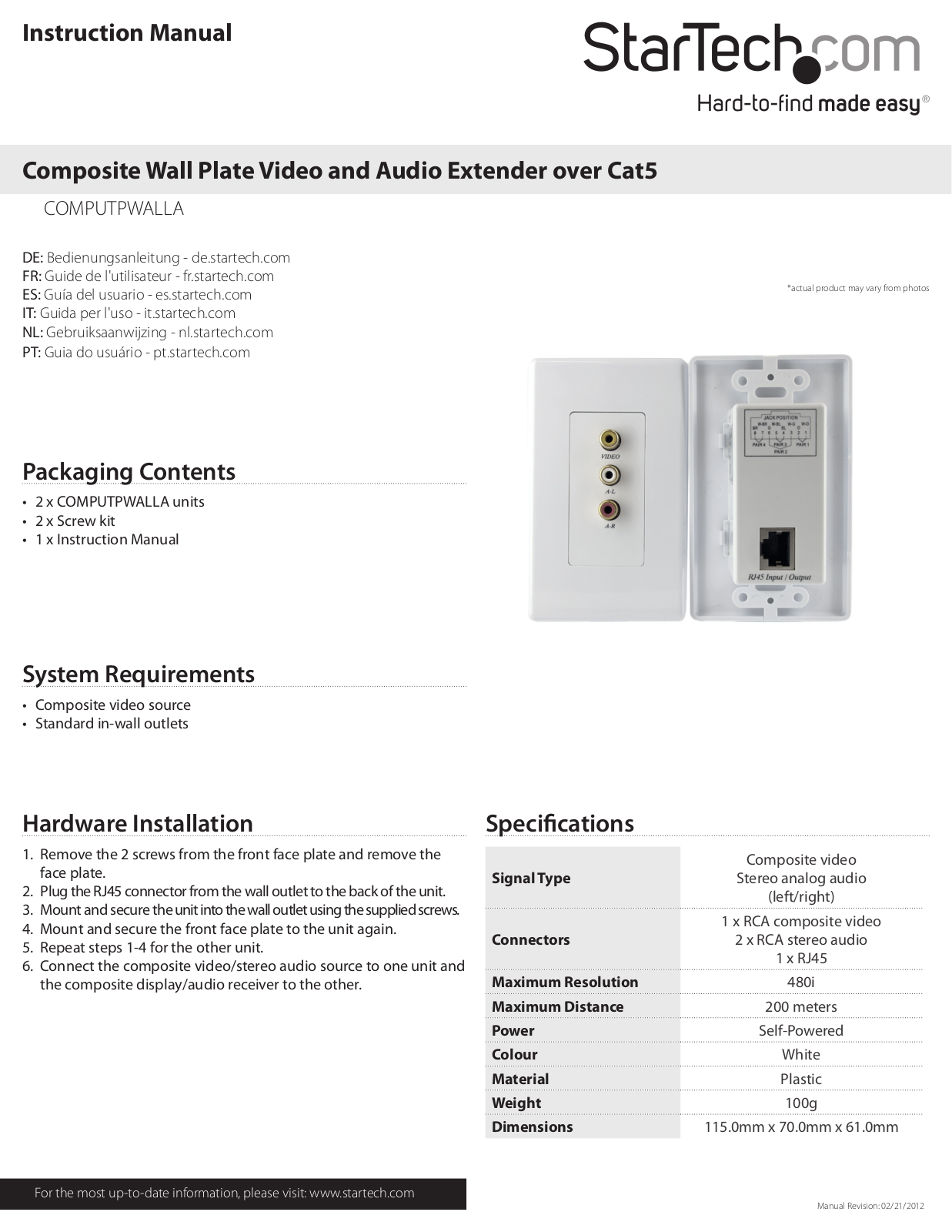 StarTech.com COMPUTPWALLA User Manual