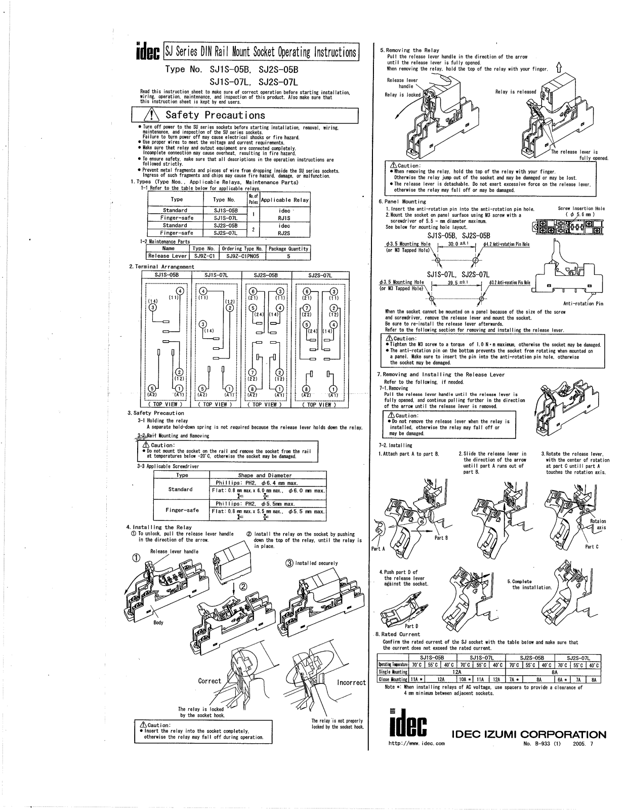 Grieve Corporation SJ1S-05B Installation  Manual