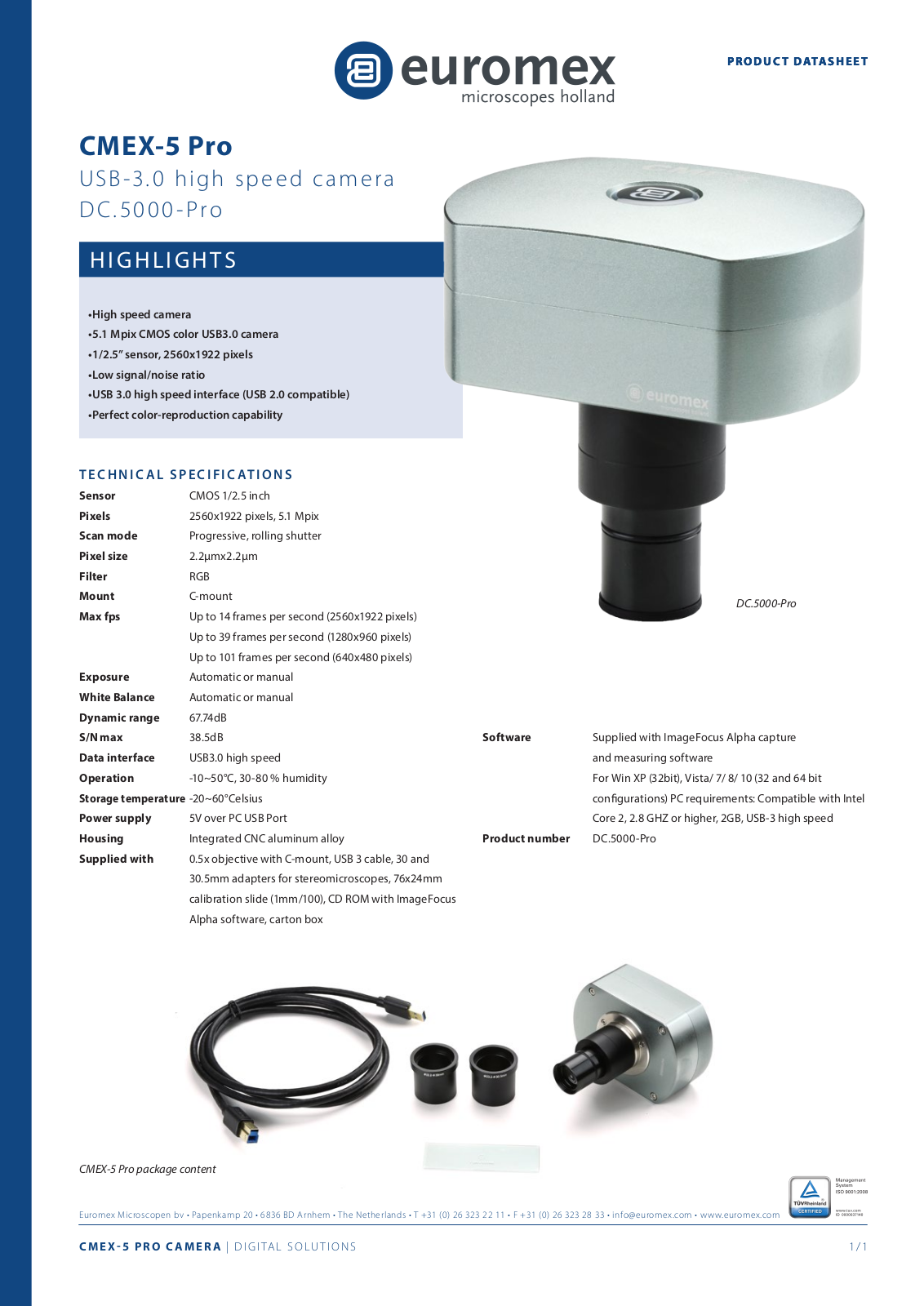 Euromex CMEX-5 Pro Data sheet - ManualMachine.com