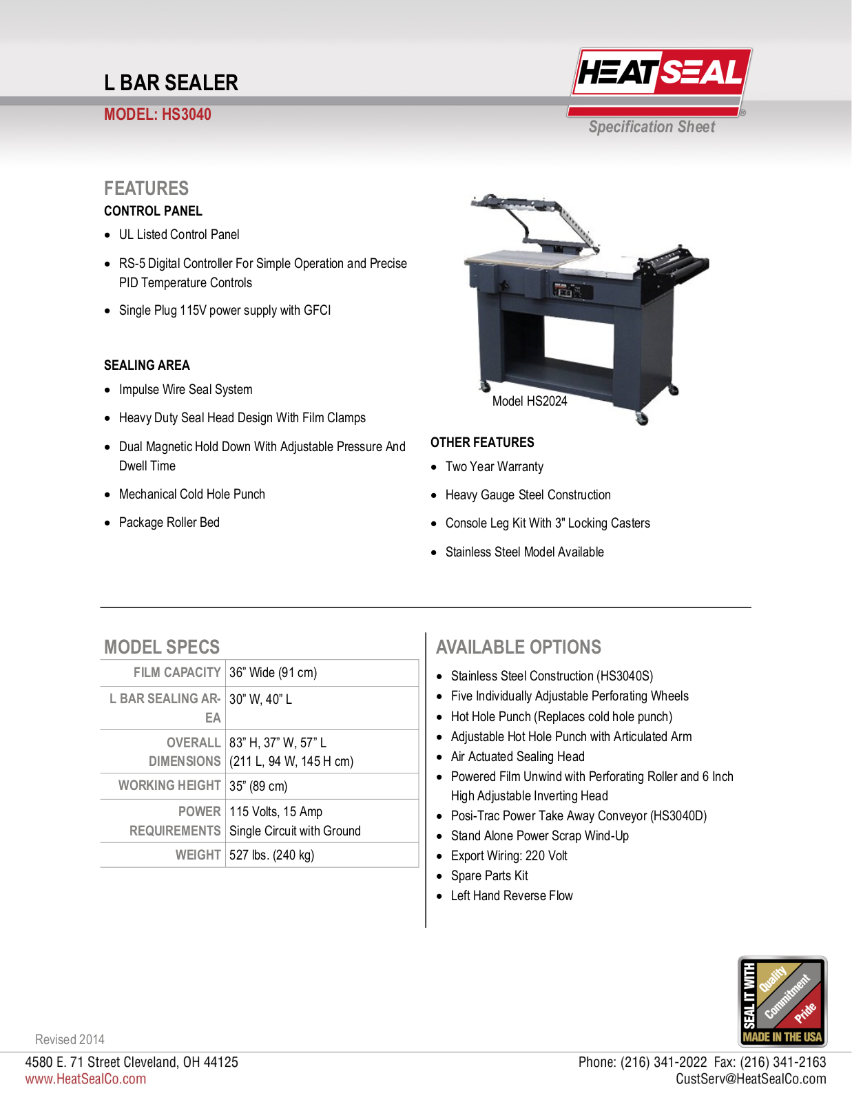 Heat Seal HS3040 User Manual