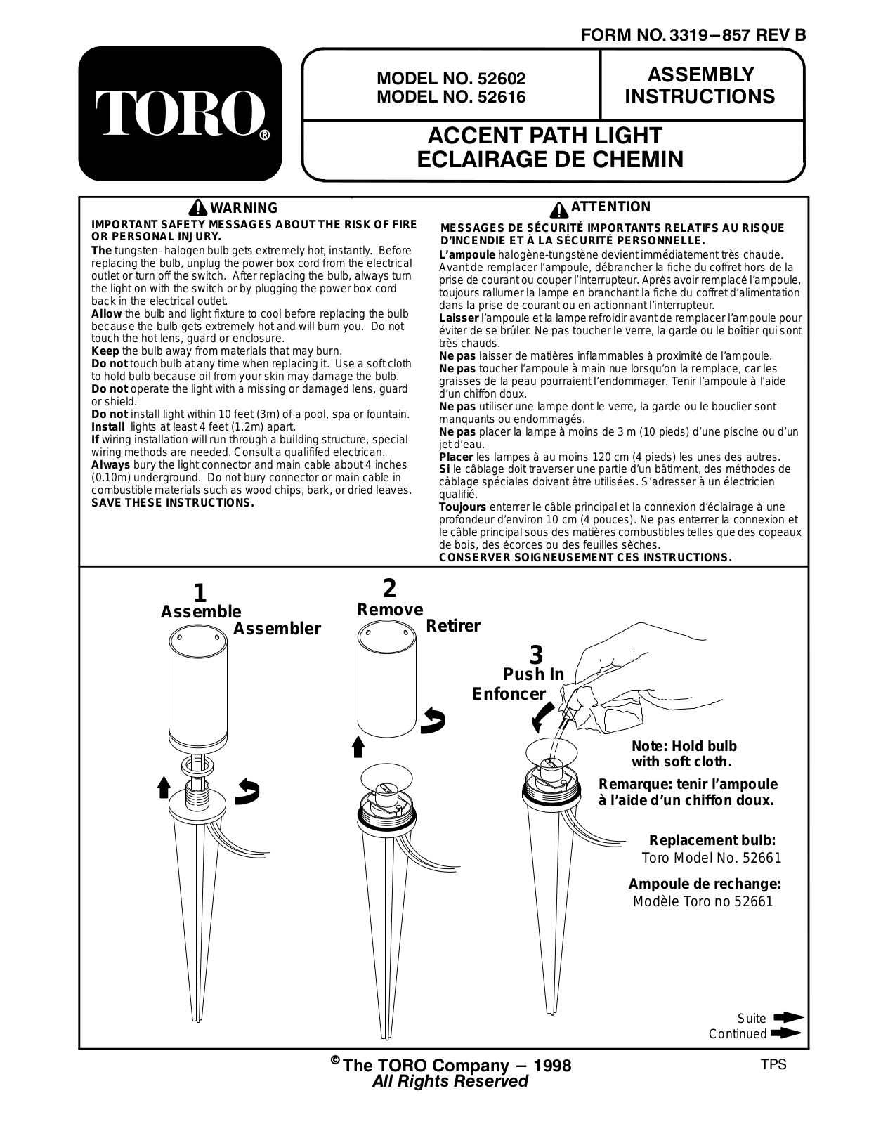 Toro 52602, 52616 Installation Instructions