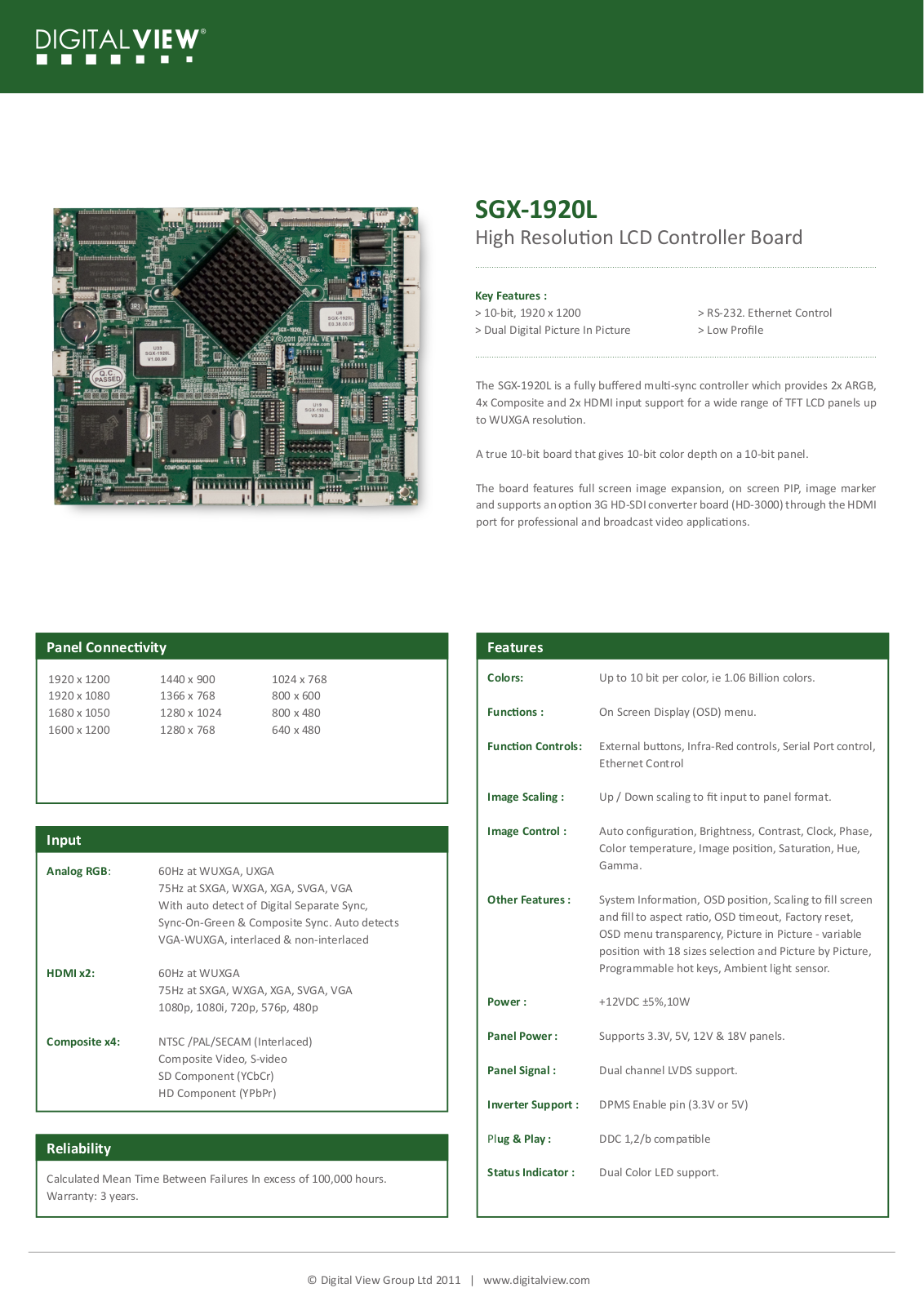 Digital VIEW SGX-1920L User Manual