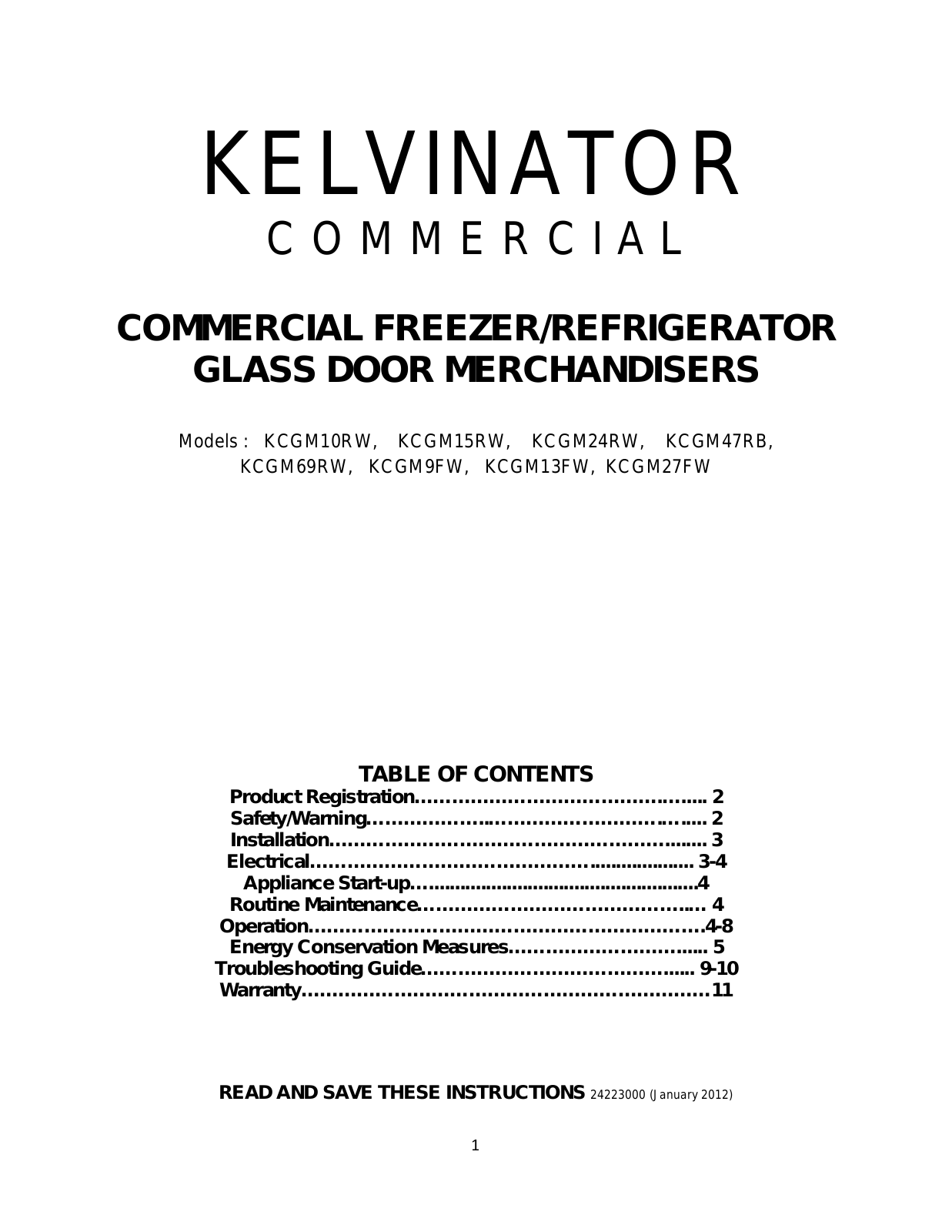 Kelvinator KCGM27FW, KCGM13FW User Manual