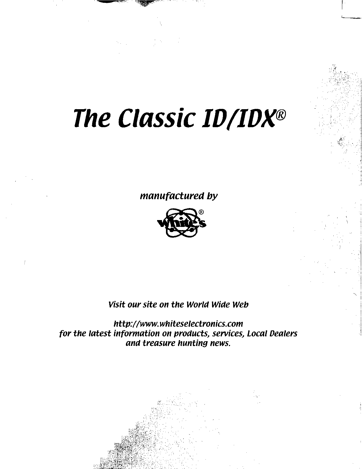 Whites Electronics CLASSIC ID IDX, IDX PRO User Manual