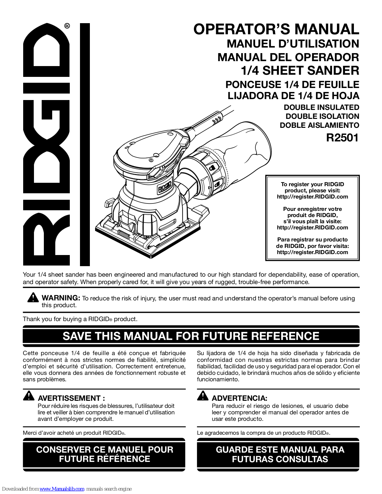 RIDGID R2501 Operator's Manual