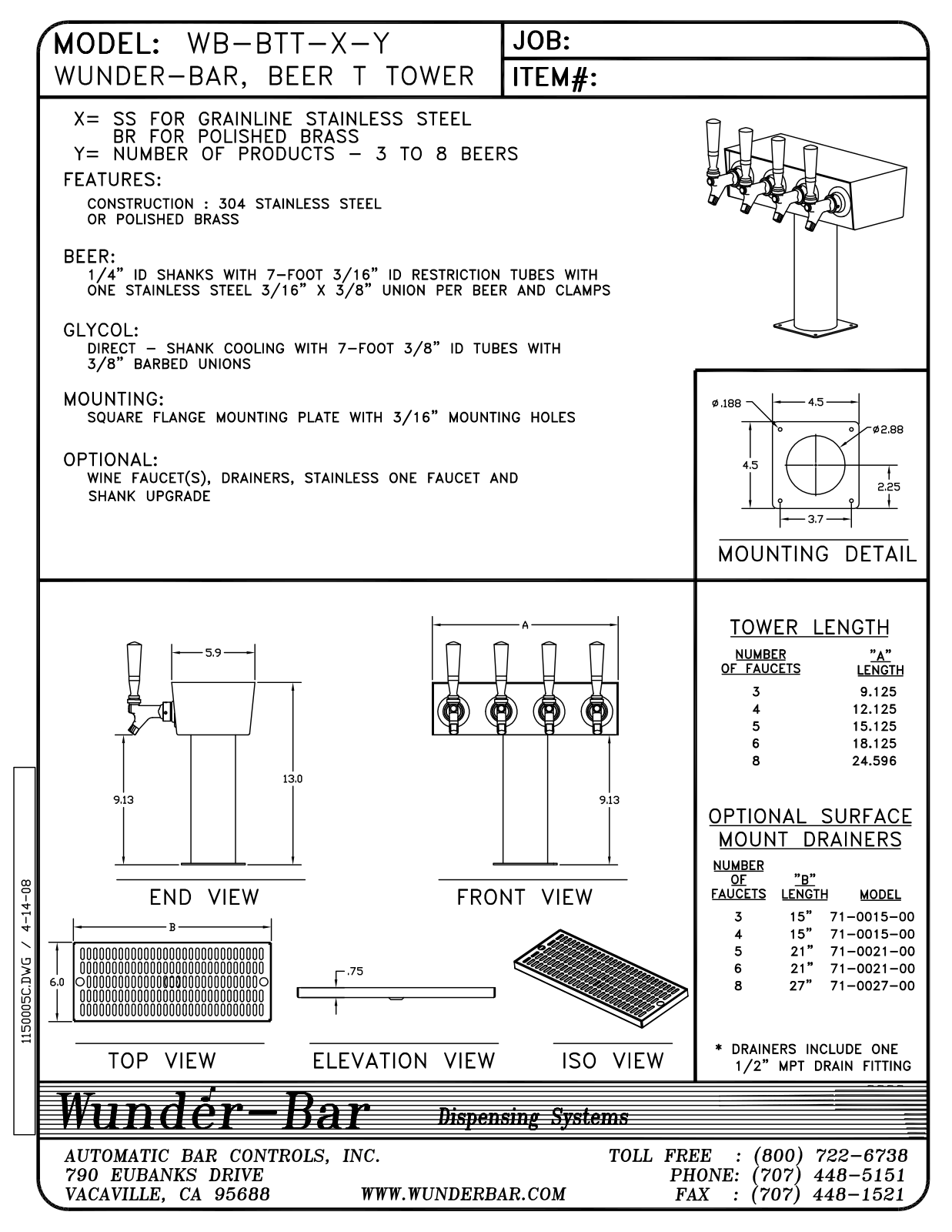 Wunder Bar WB-BTT-X-Y User Manual