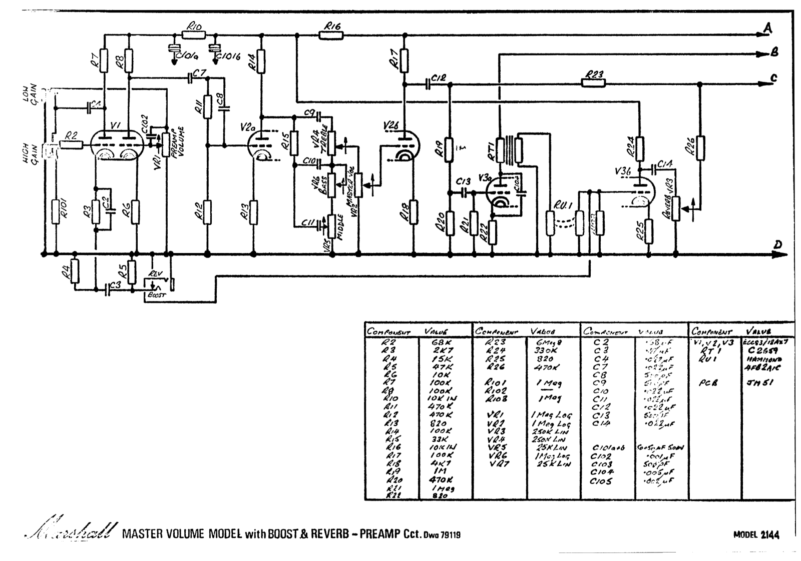 Marshall 2144-50W Schematic