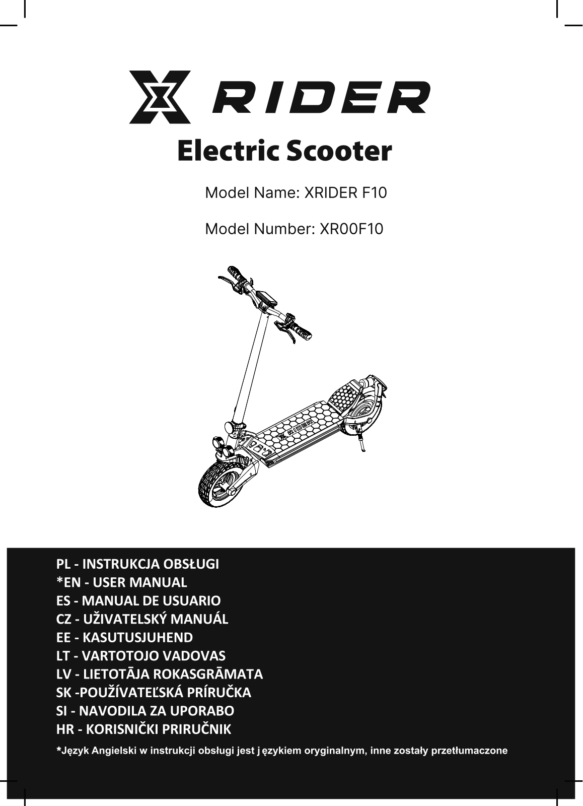 XRIDER F10, XR00F10 User guide - ManualMachine.com