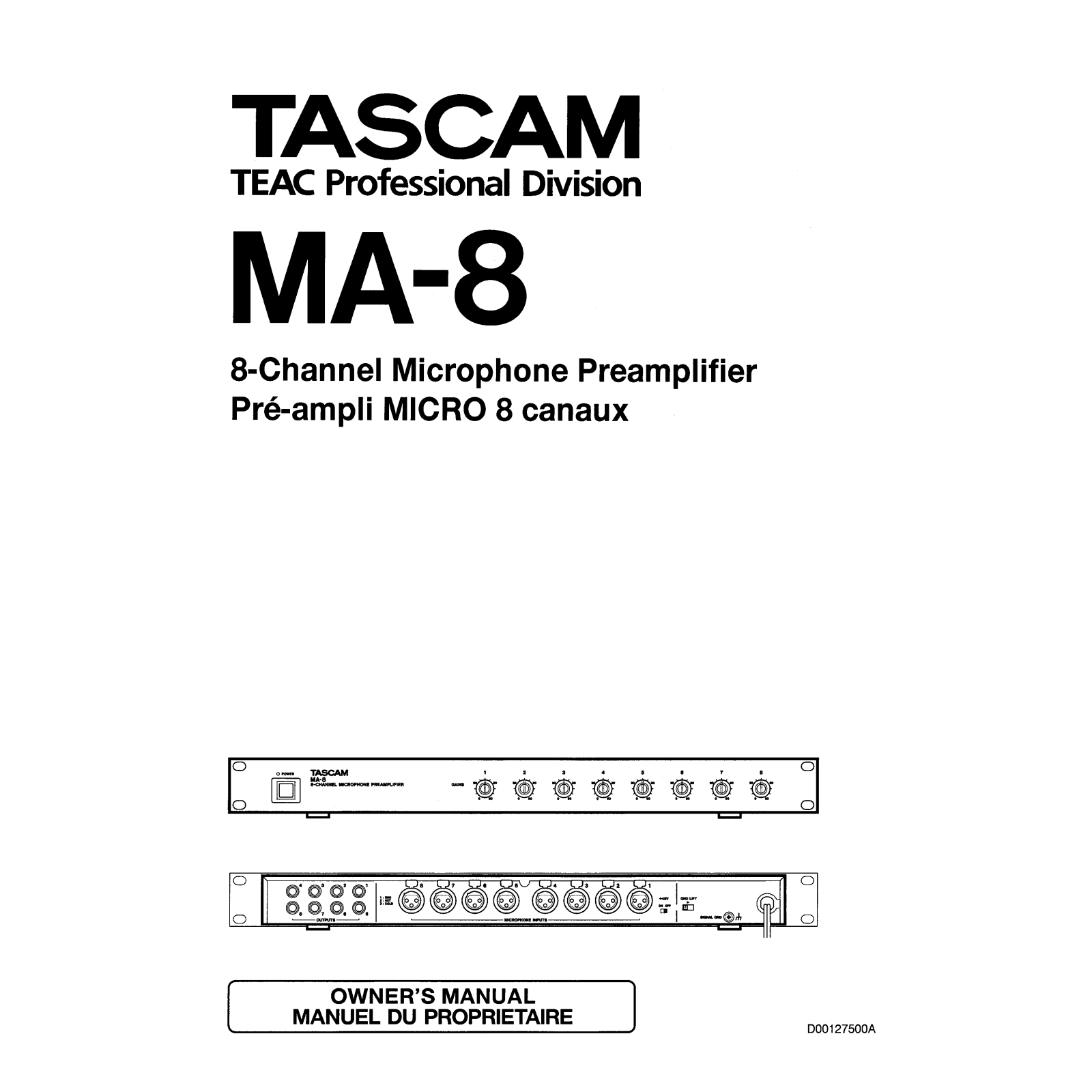 Tascam MA-8 User Manual