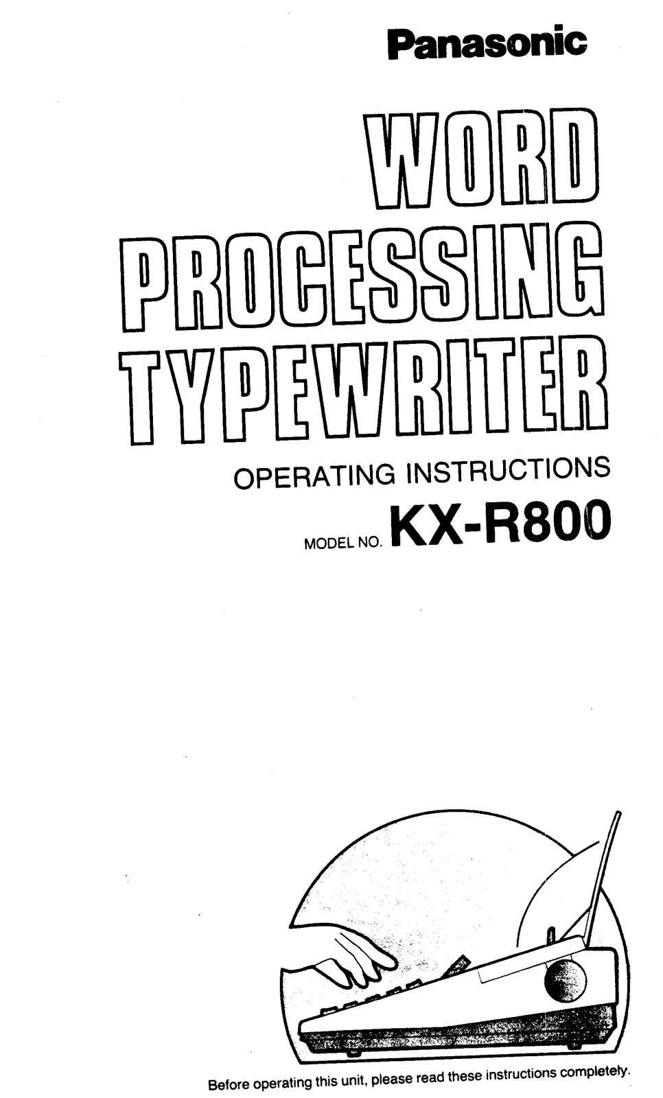 Panasonic kx-r800 Operation Manual