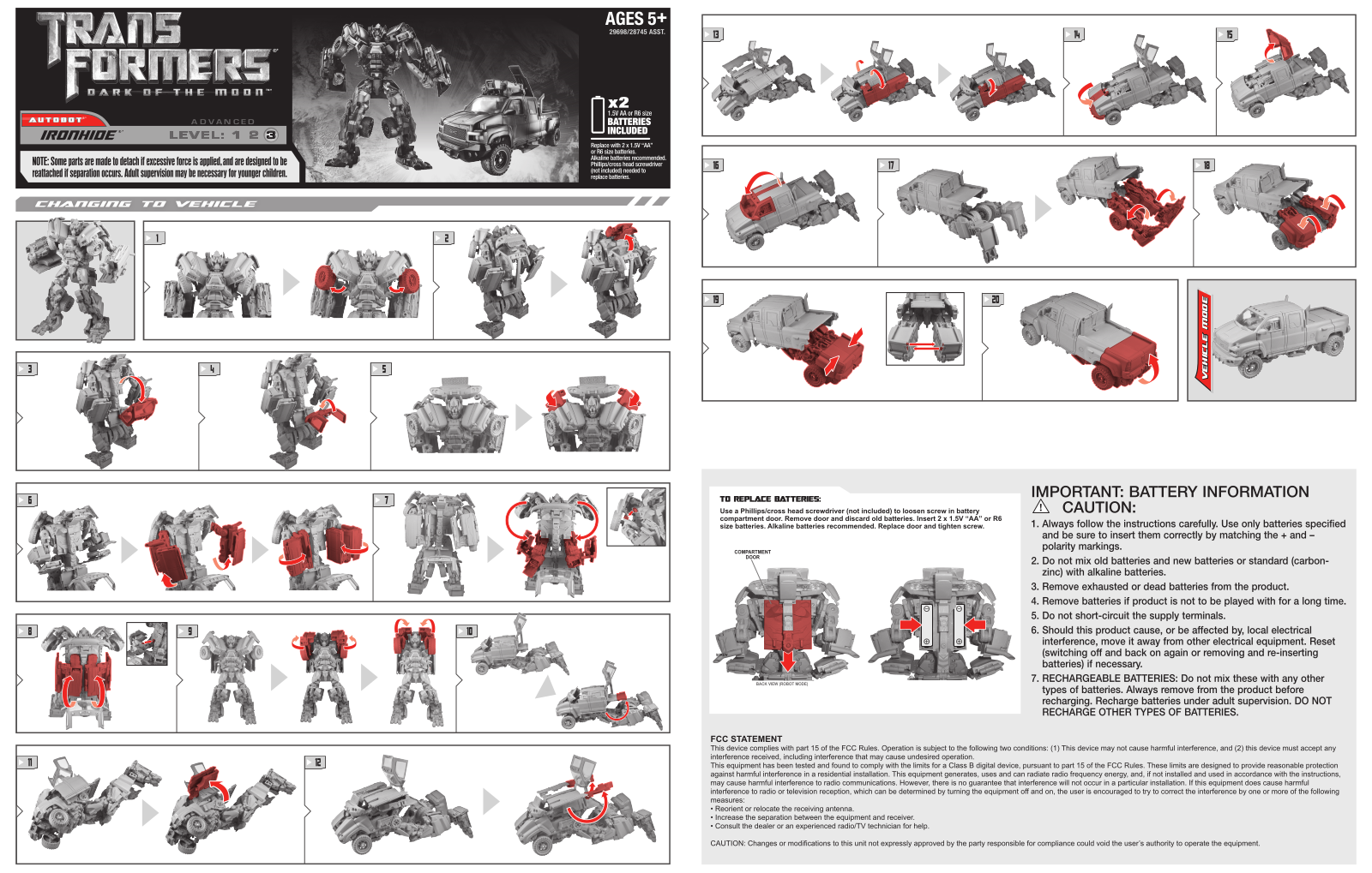 HASBRO Transformers DOTM Ironhide User Manual