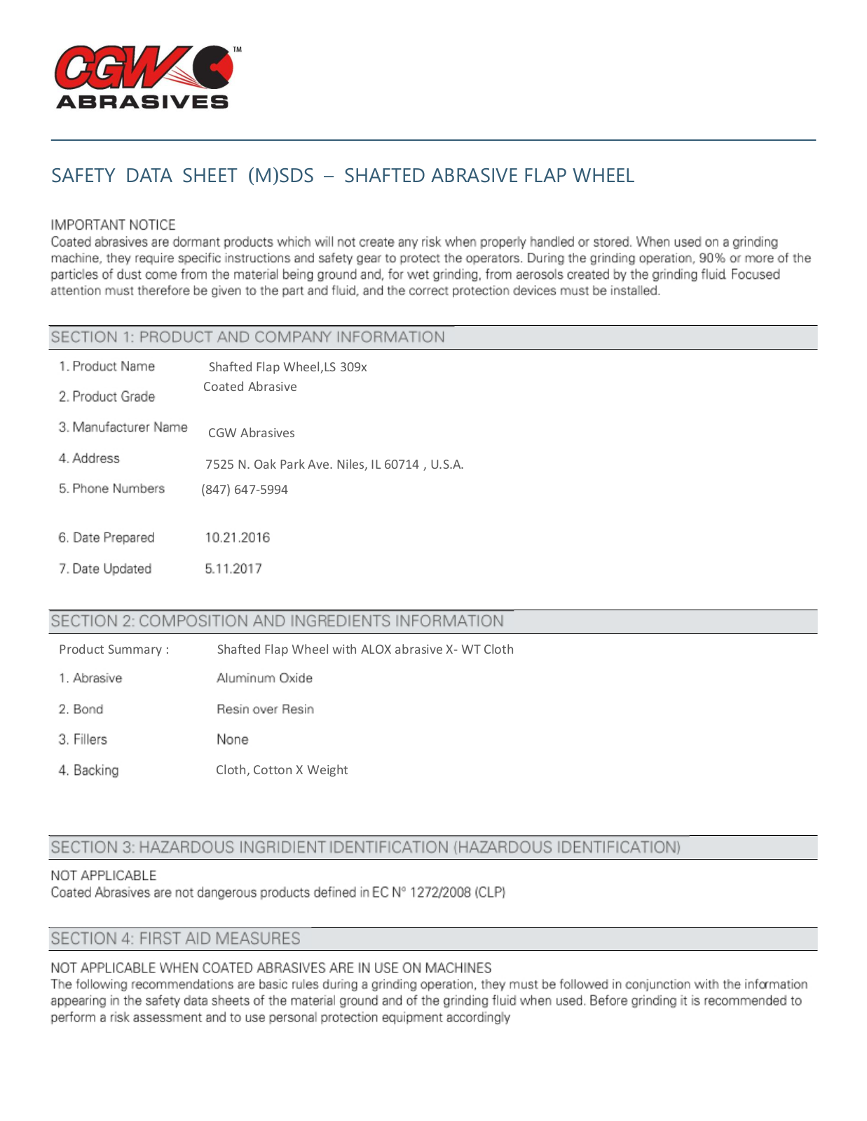 CGW Abrasives 41015 User Manual