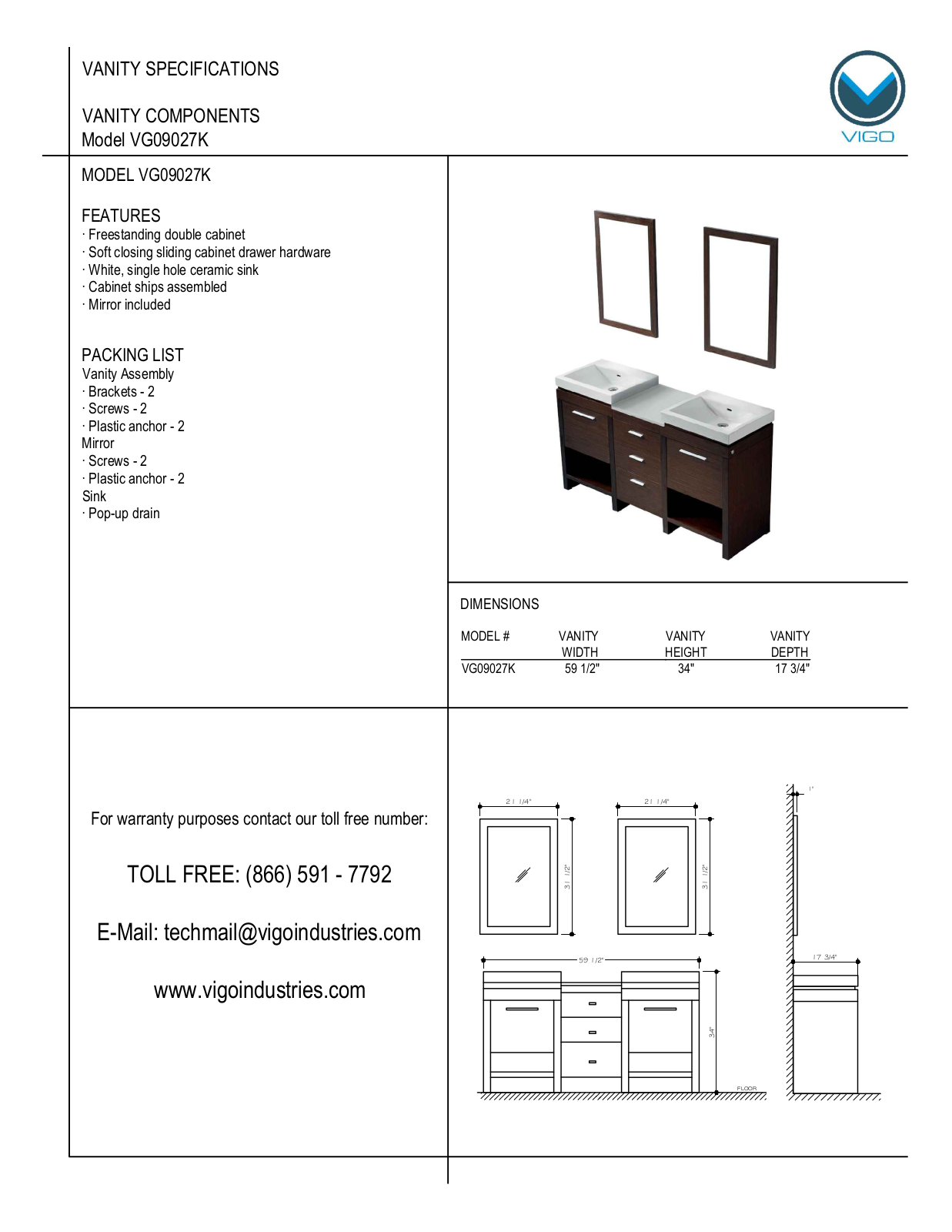 Vigo VG09027K User Manual