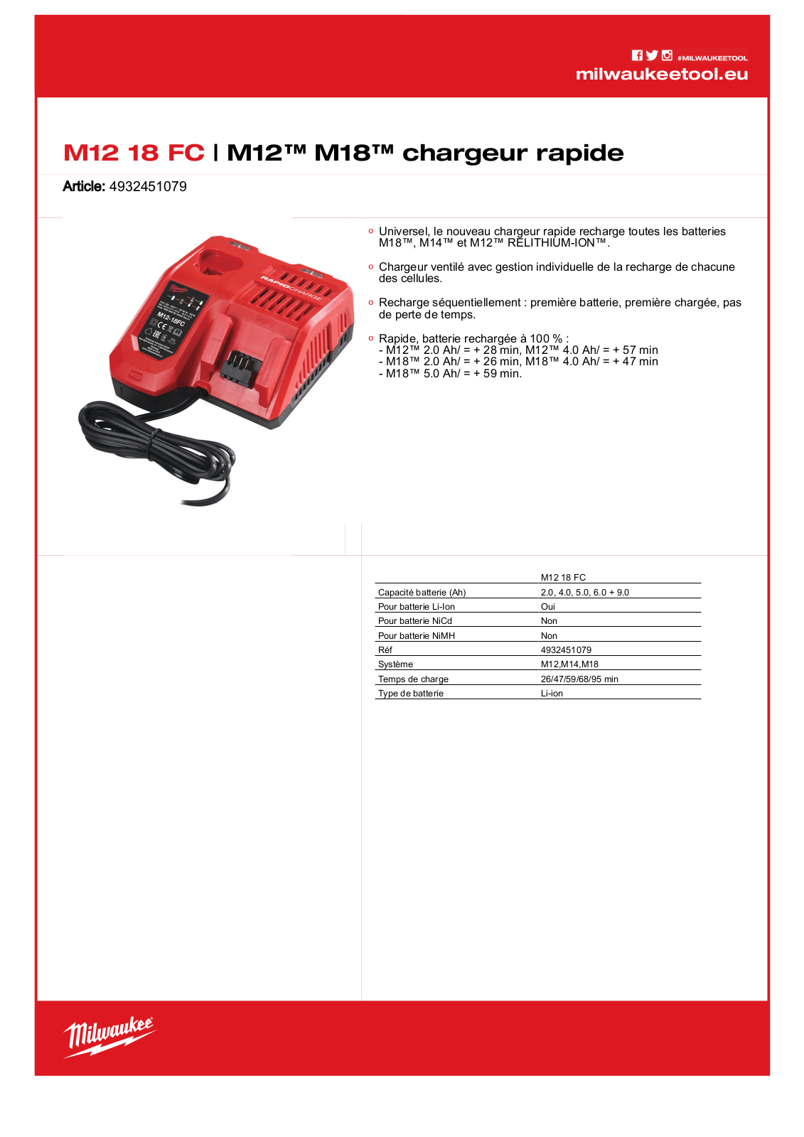 Milwaukee 4932451079, M12 18 FC Specification - ManualMachine.com