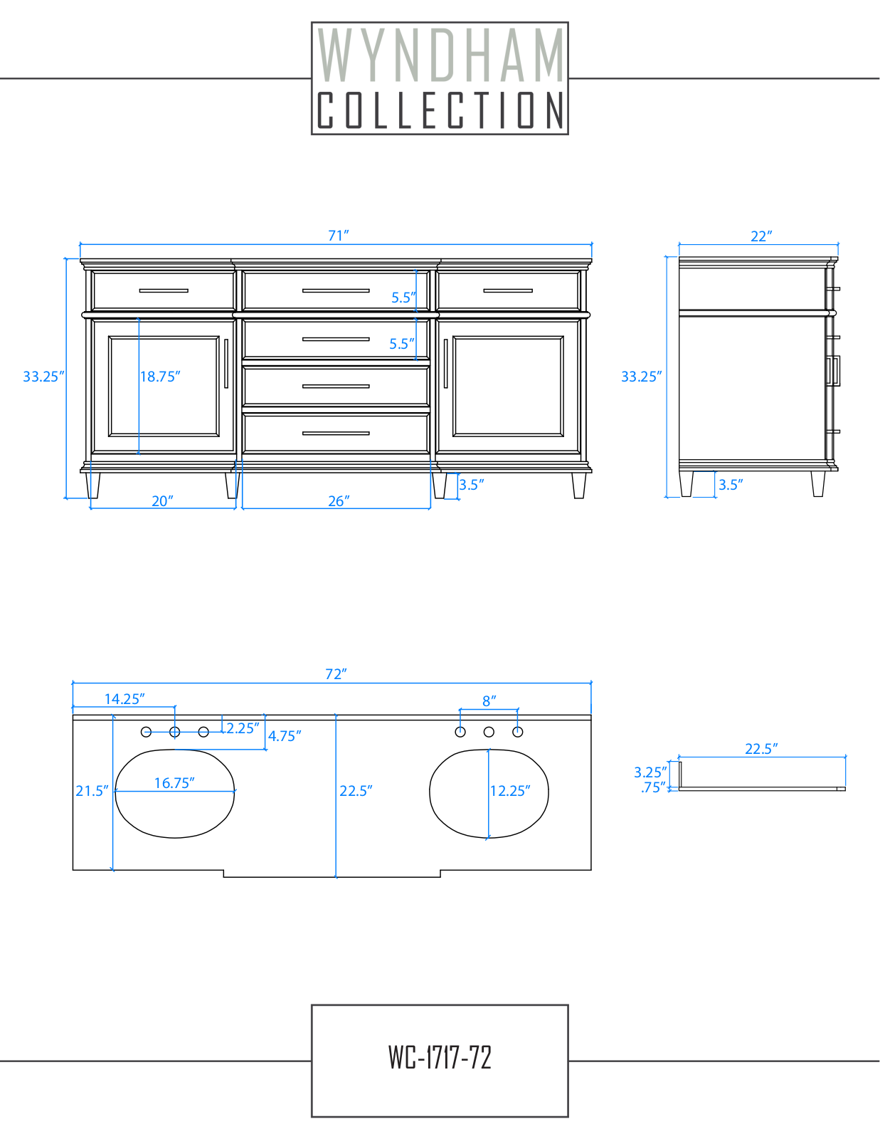 Wyndham Collection WCV171772DWHCXSXXMXX User Manual