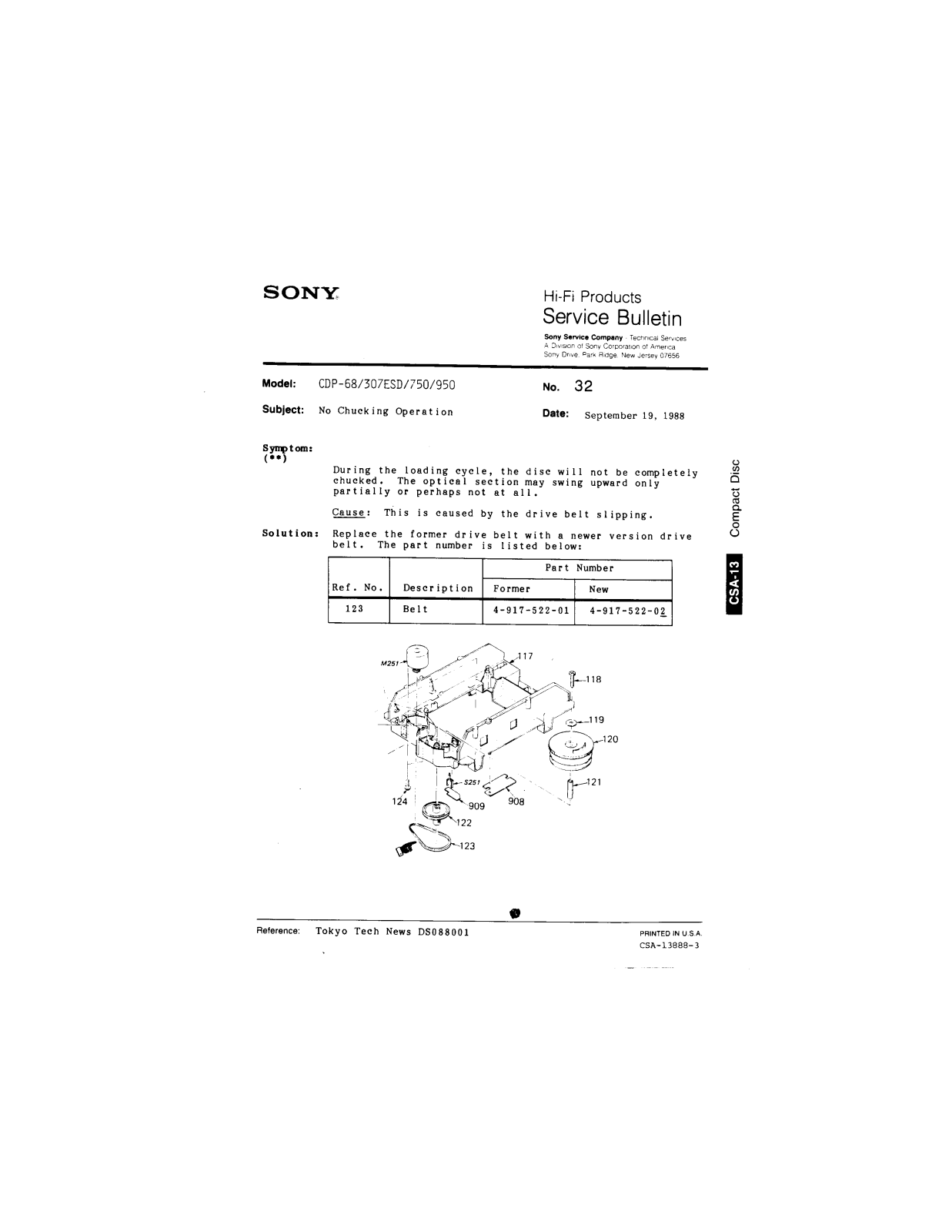 Sony CDP-68, CDP-307ESD, CDP-750, CDP-950 Service Manual