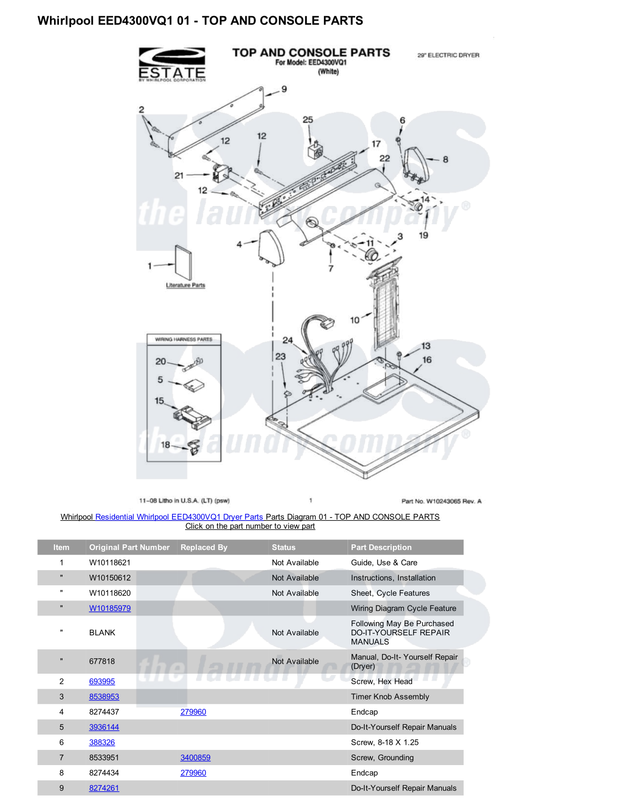 Whirlpool EED4300VQ1 Parts Diagram