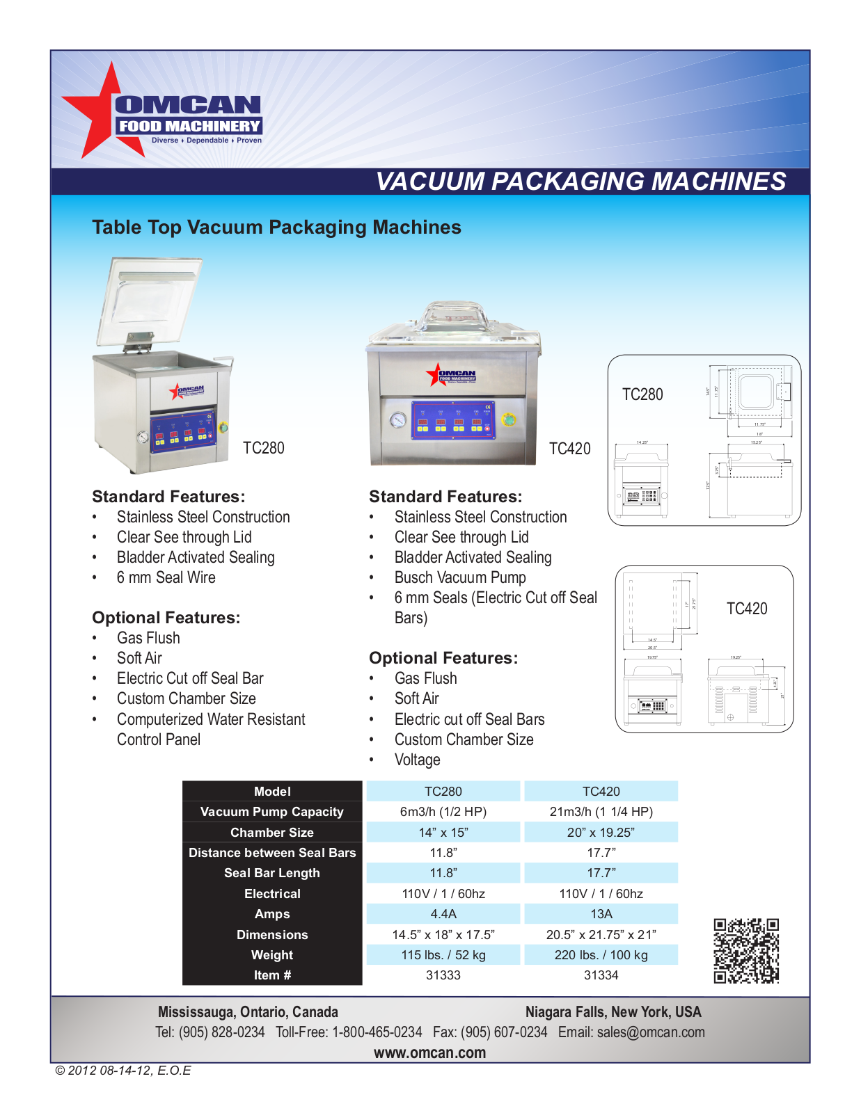 Omcan Food Machinery TC420 User Manual