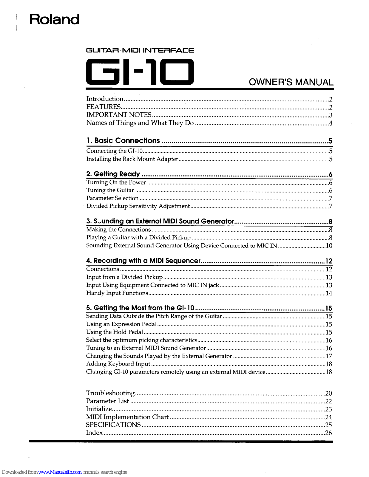 Roland GI-10 Owner's Manual