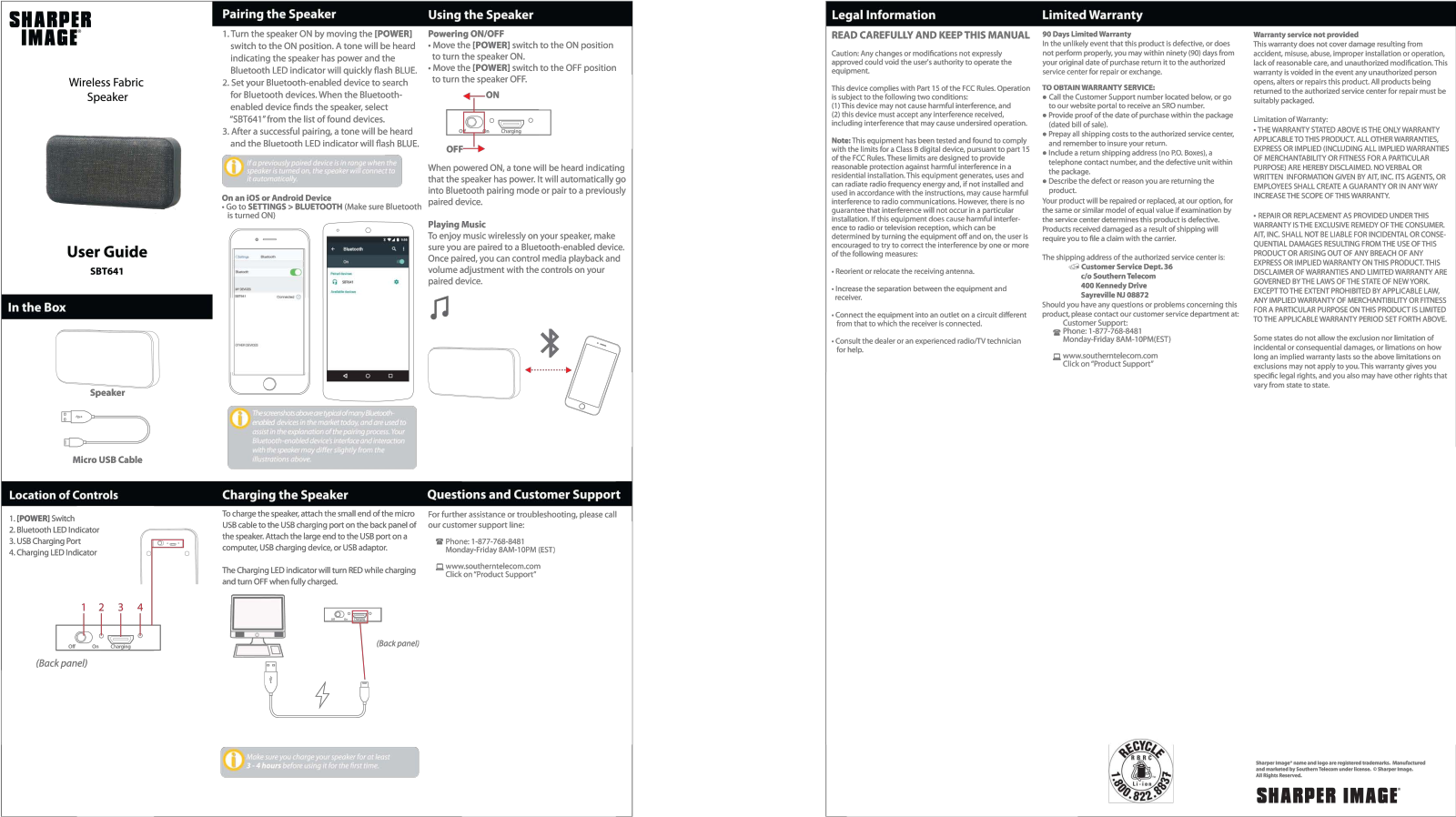 Sharper image SBT641 User Manual