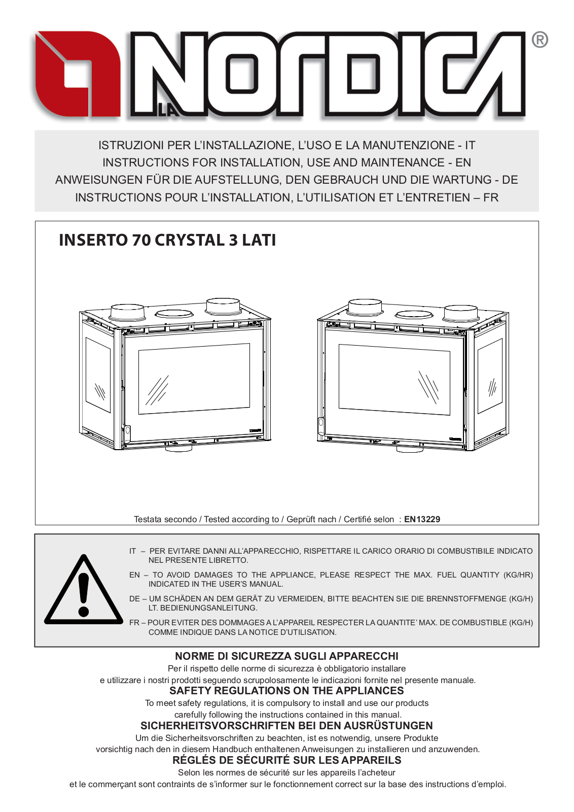 La Nordica Inserto 70 Crystal 3 Lati User guide