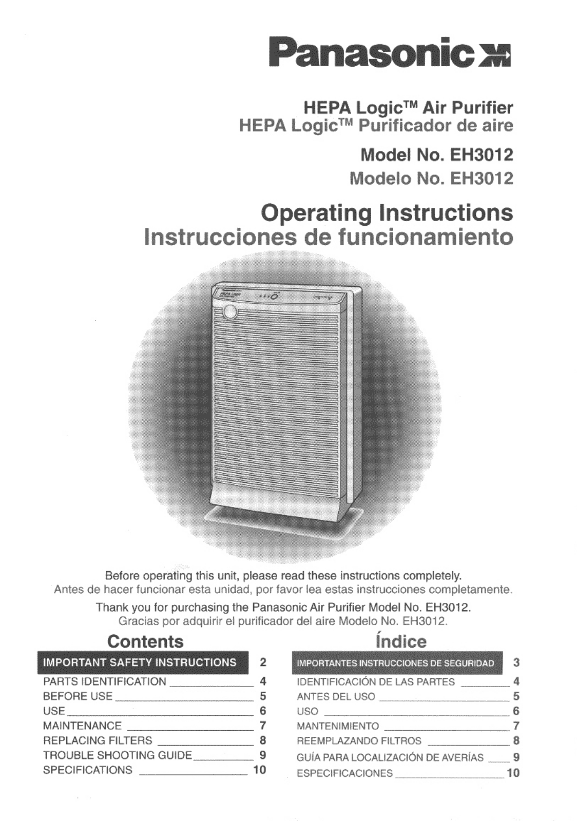 Panasonic Eh3012 Owner's Manual