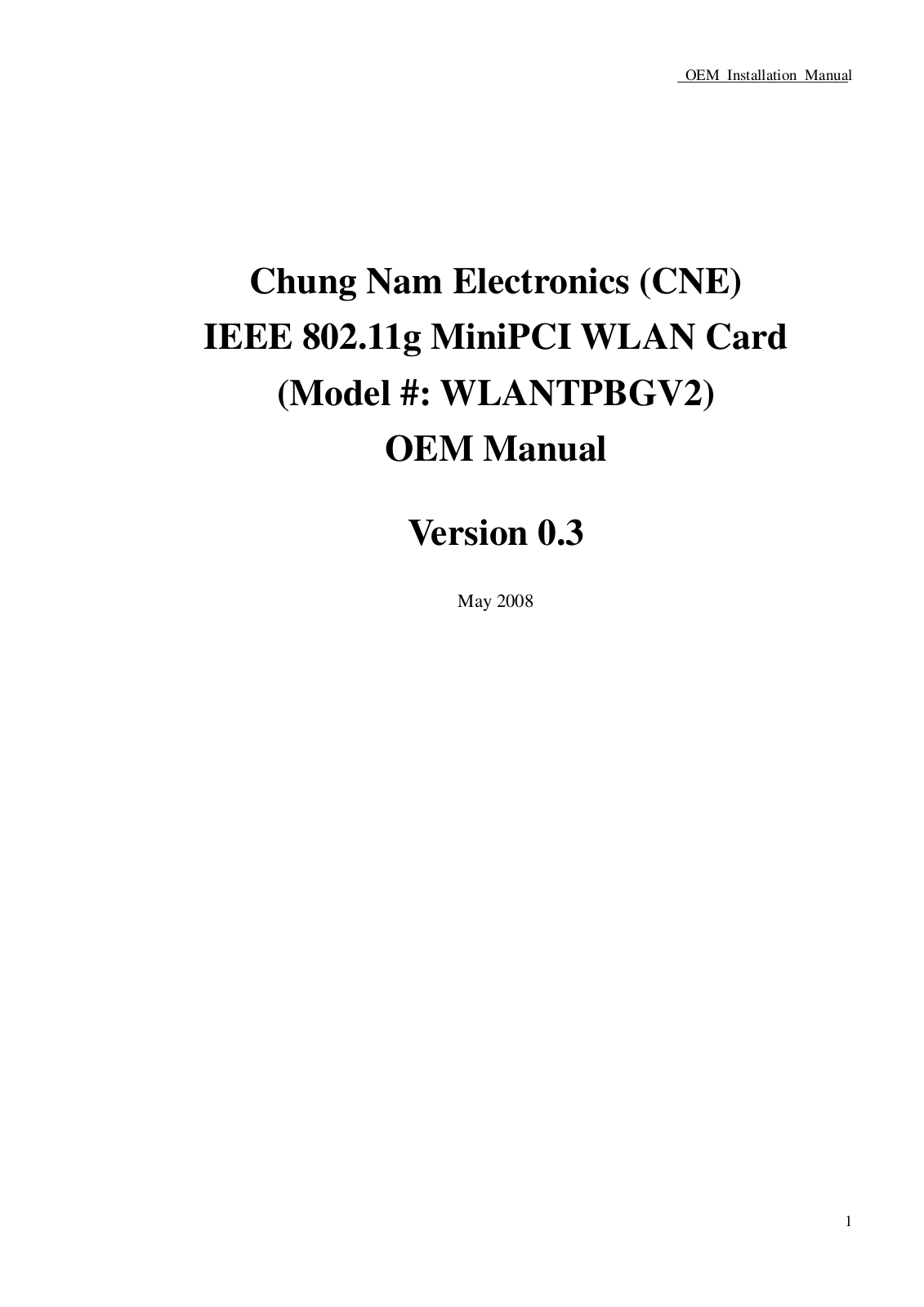 Chung Nam Electronics WLC100GA User Manual