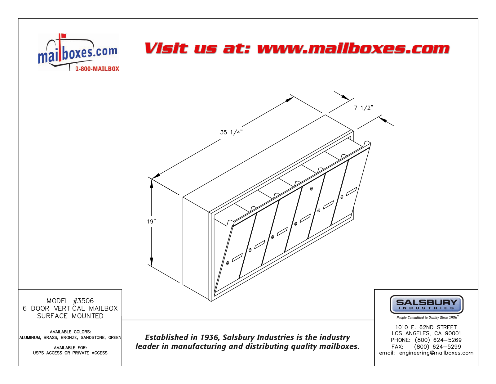 Salsbury Industries 3506ASP, 3506BSP, 3506GSP, 3506SSP, 3506ZSP User Manual