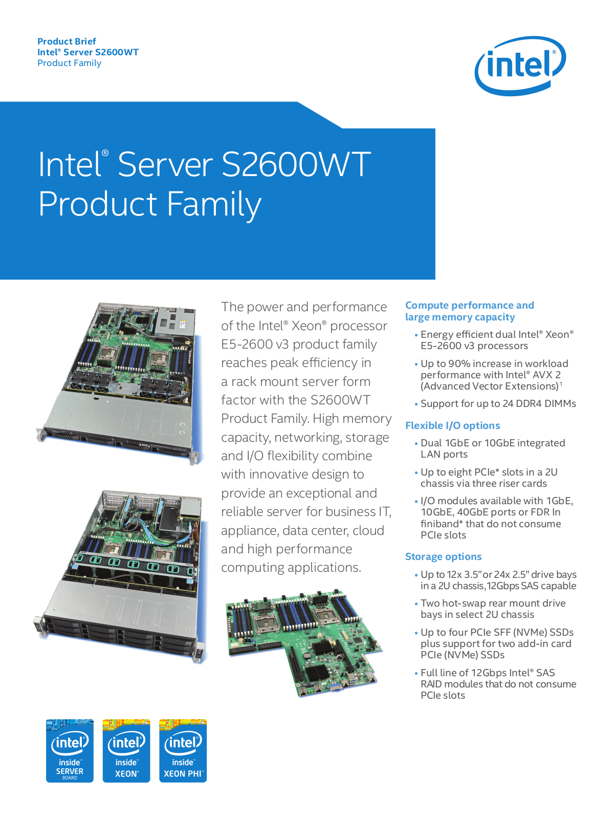 Intel R2224WTTYSR Product Data Sheet