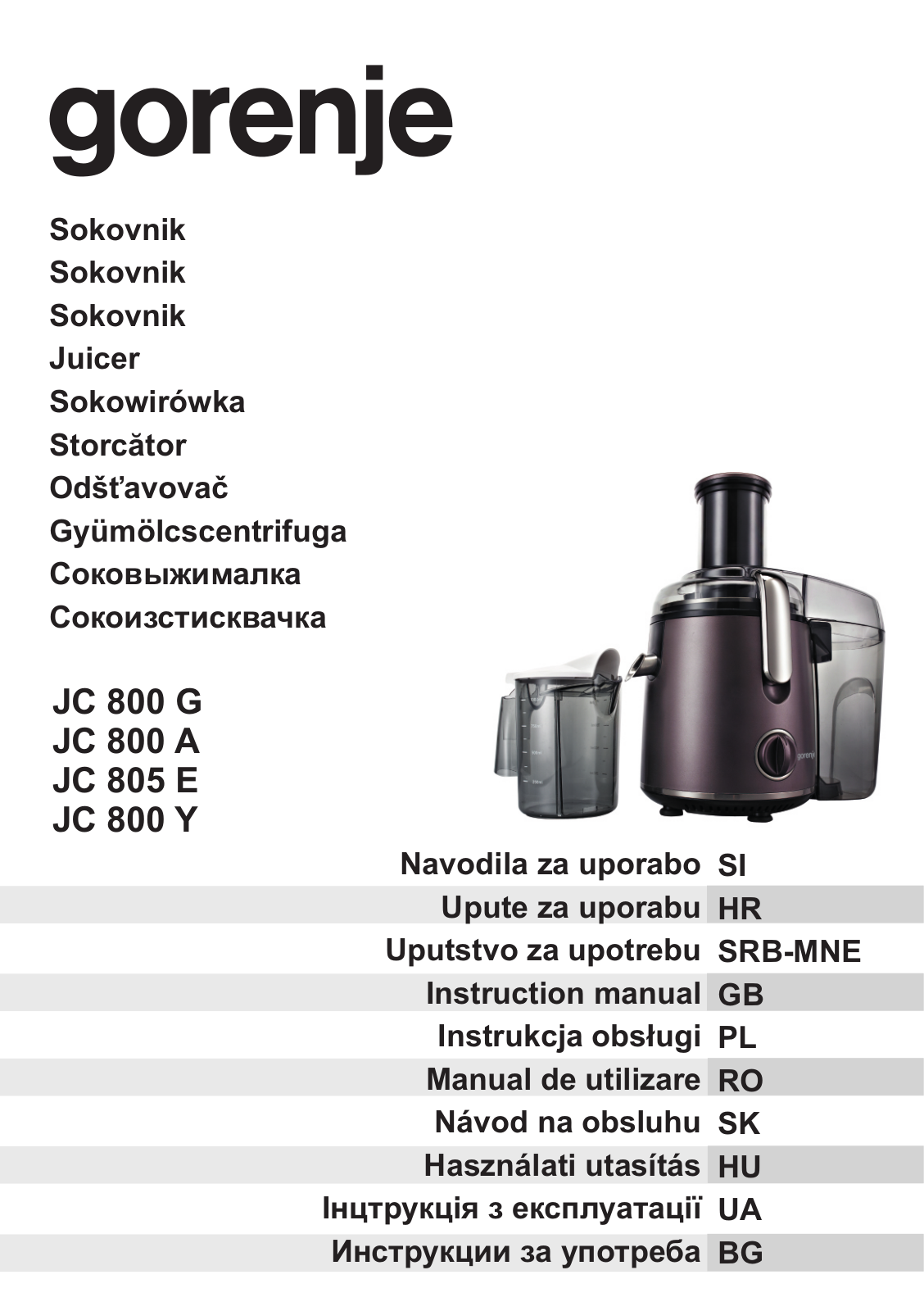 Gorenje JC 805 E II User Manual