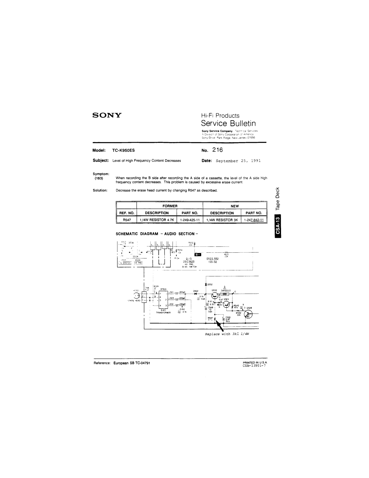 Sony TC-K950ES Service Manual