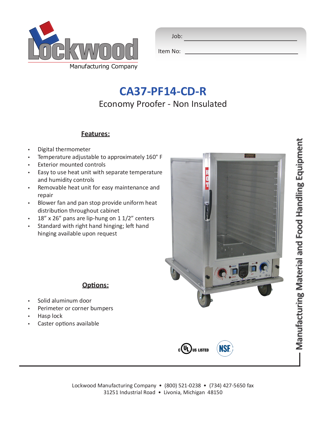 Lockwood CA37-PF14-CD-R Specifications