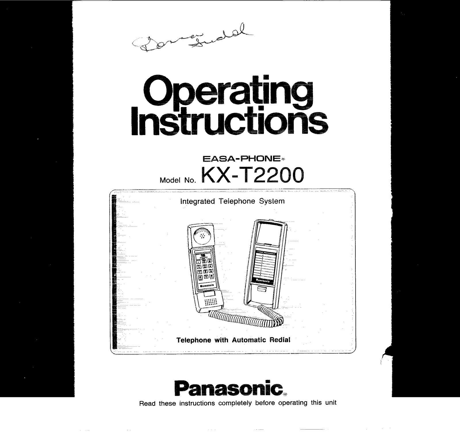 Panasonic KX-T2200 User Manual