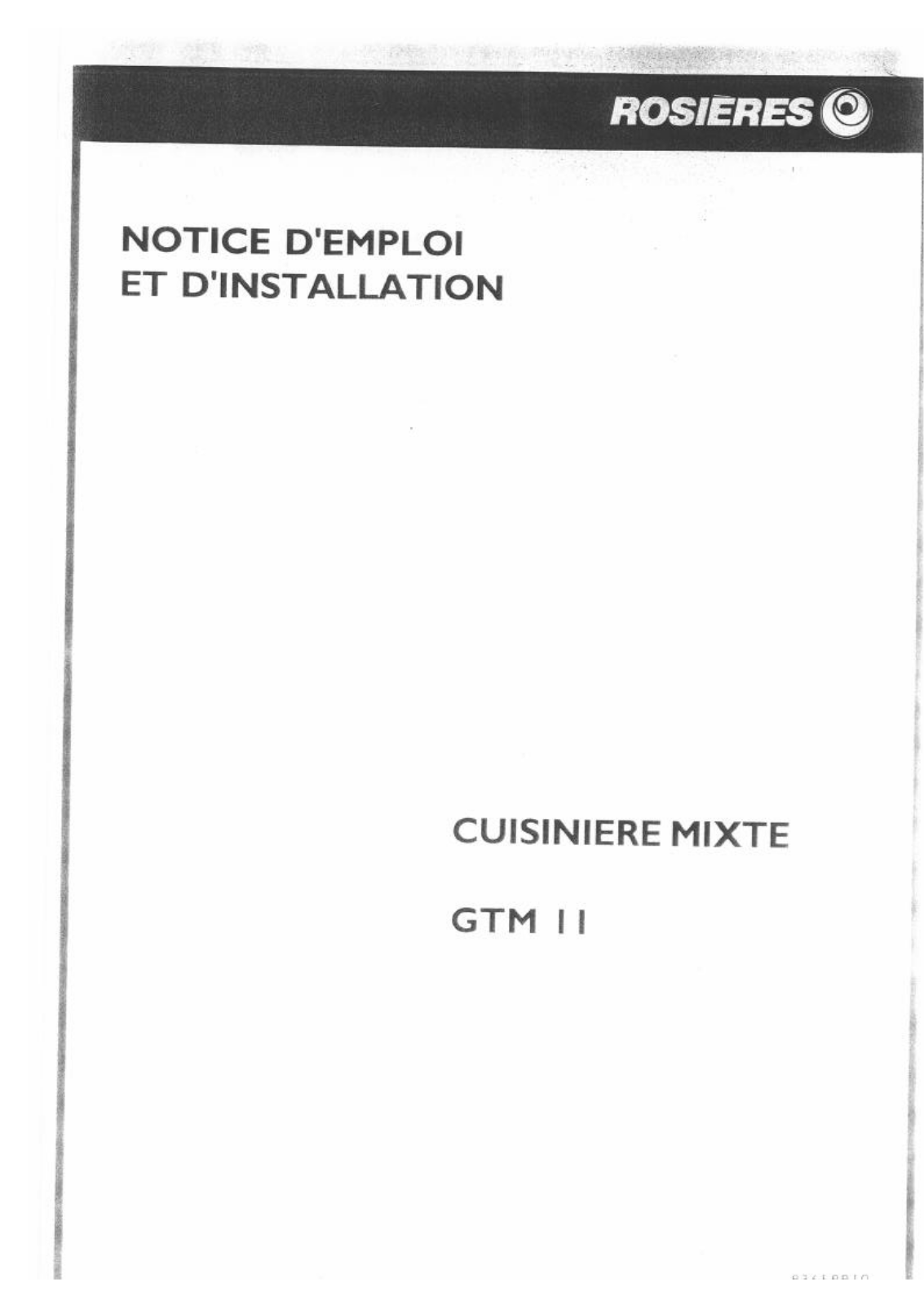 ROSIERES GTM 11 User Manual