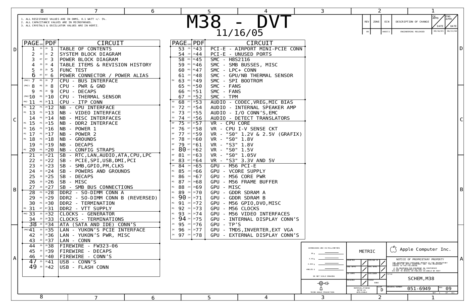 Apple iMac G5 iSight M38-DVT 051-6949 16.11.2005 Rev09 Schematic