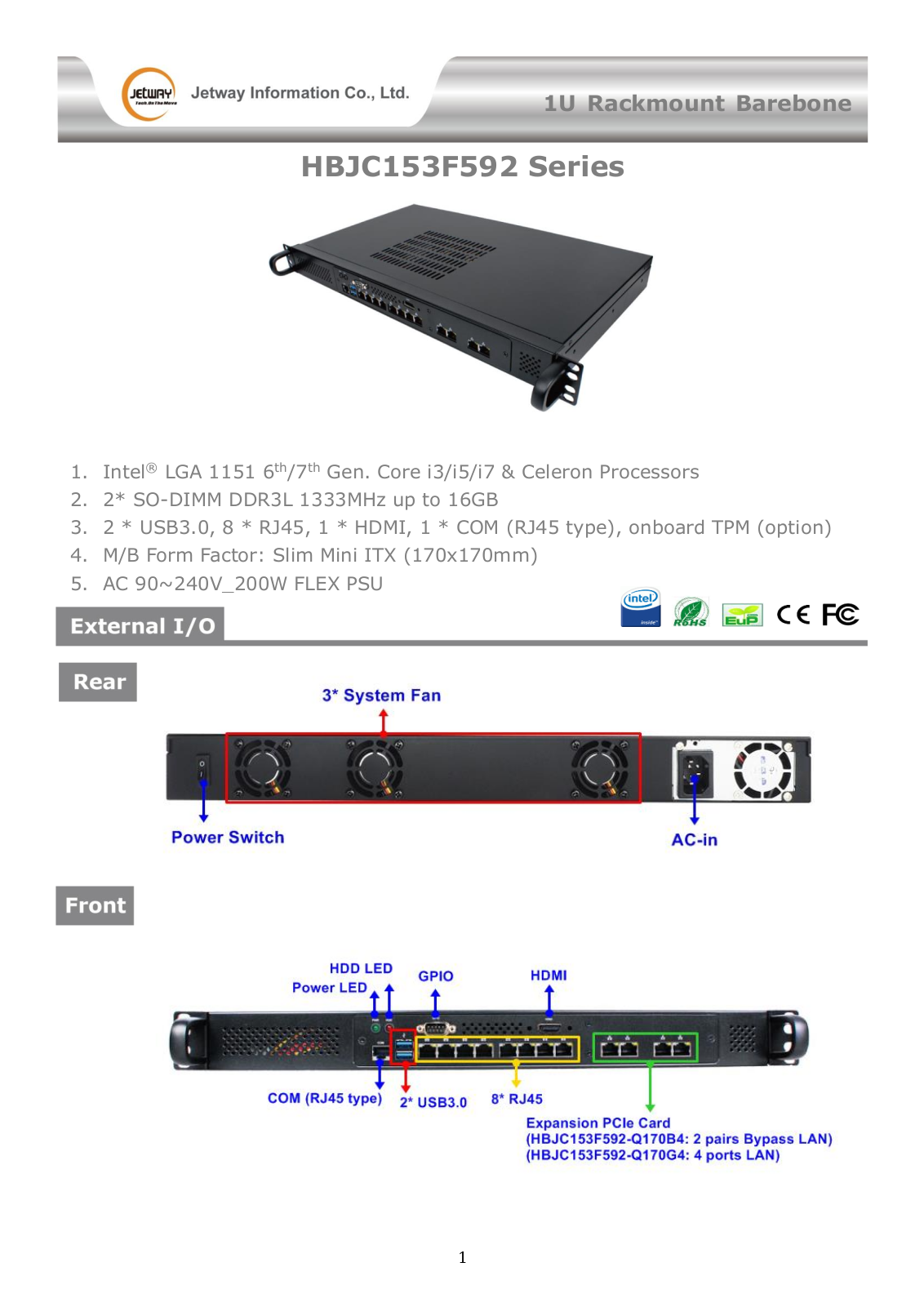 Jetway HBJC153F592 User manual