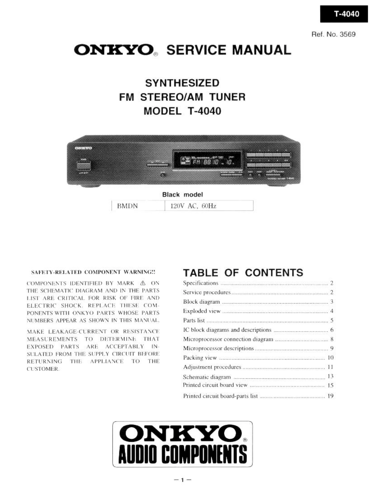 Onkyo T-4040 Service manual