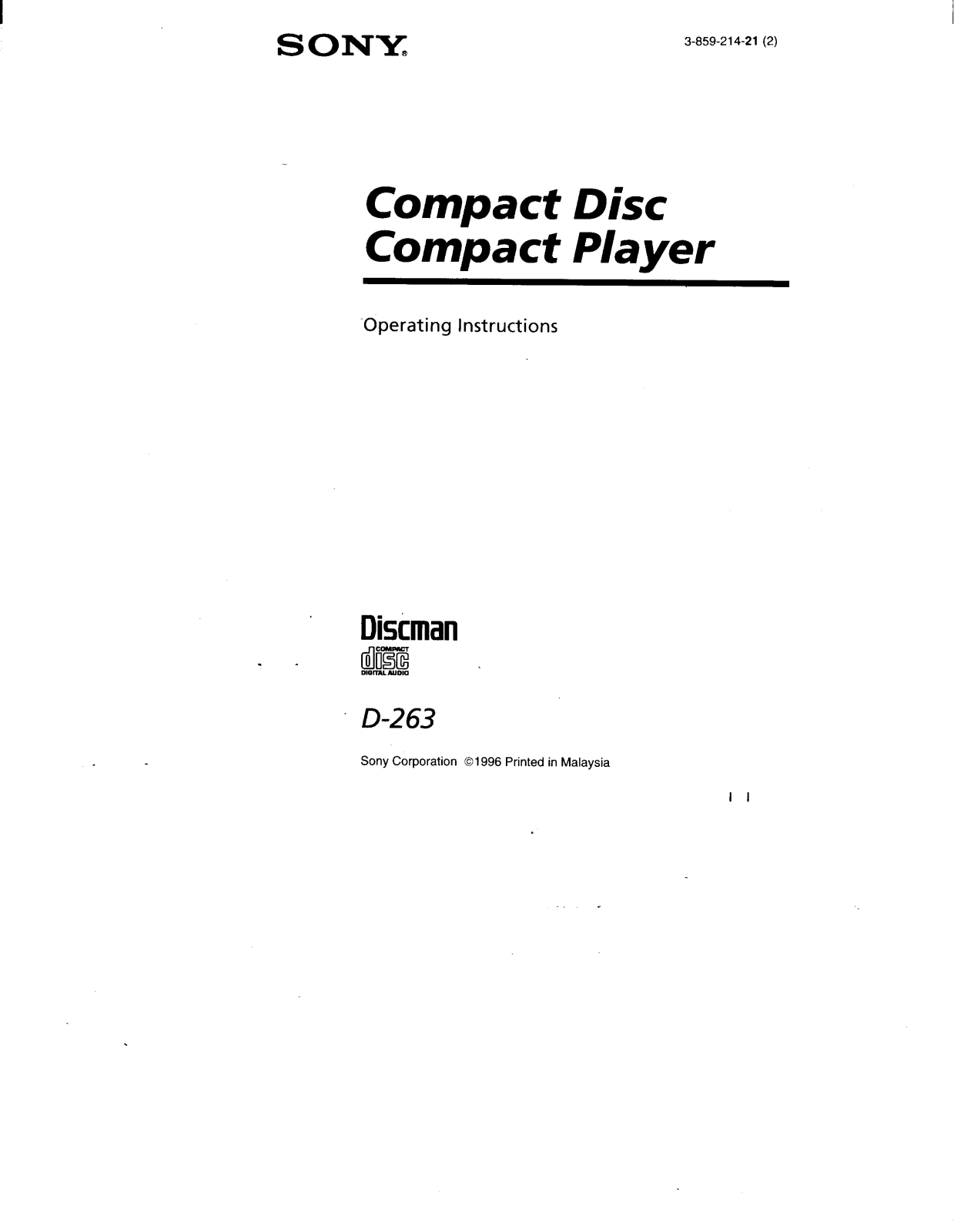 Sony D-263 User Manual