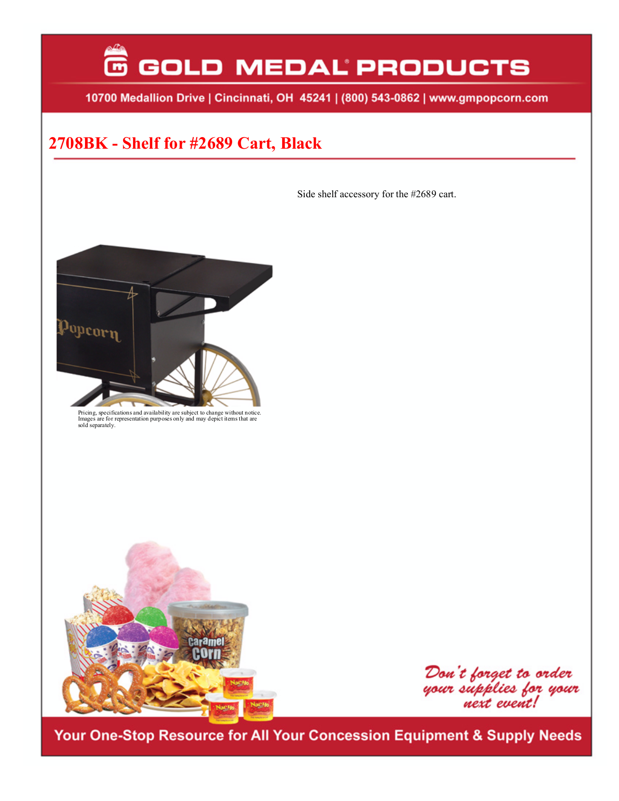 Gold Medal 2708BK User Manual