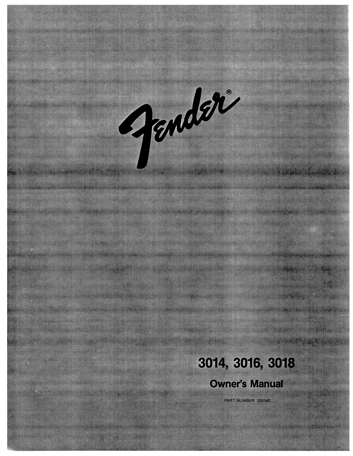 Fender 3016, 3018 User Manual