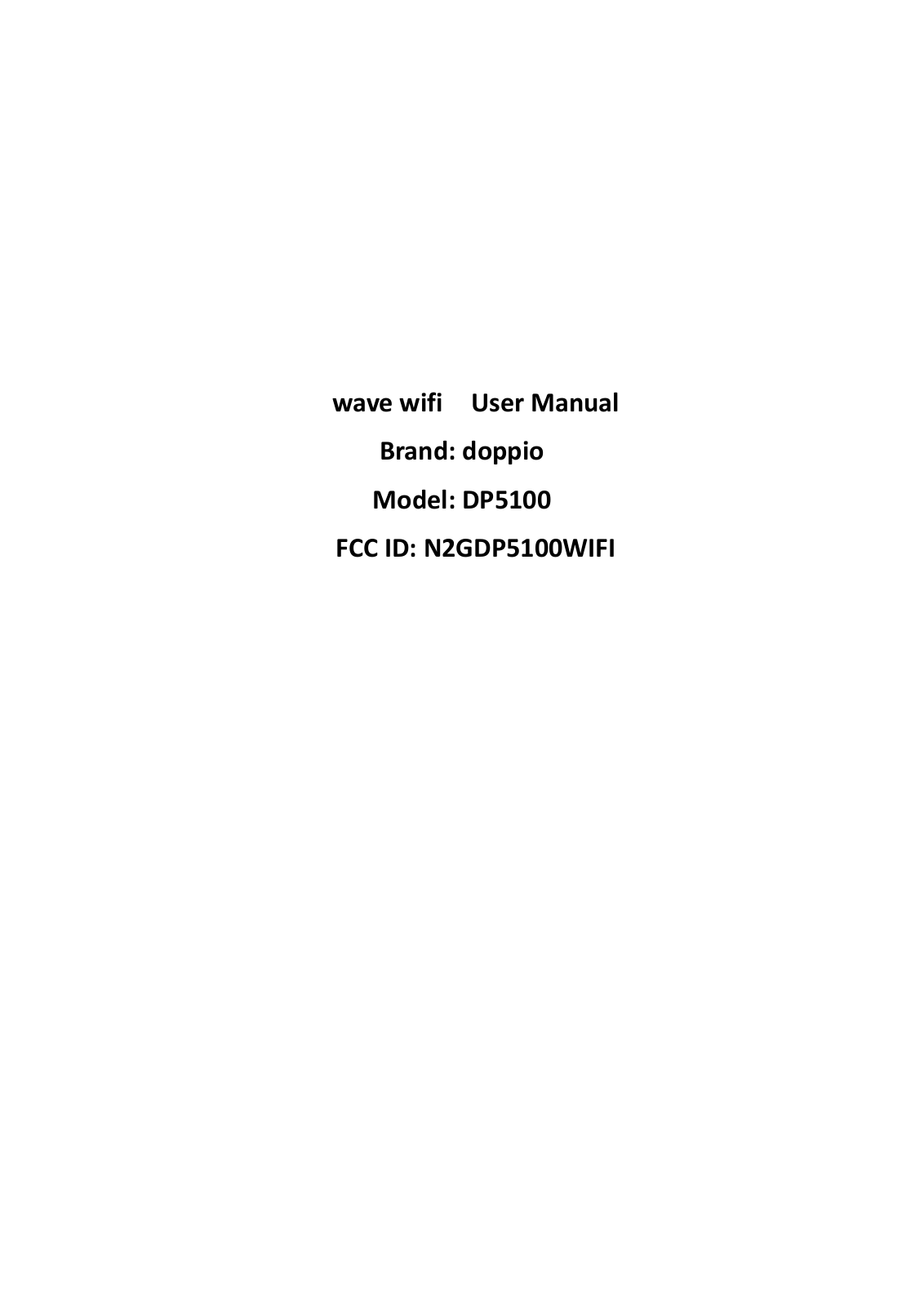 DOPPIO MOBILE DP5100WIFI User Manual