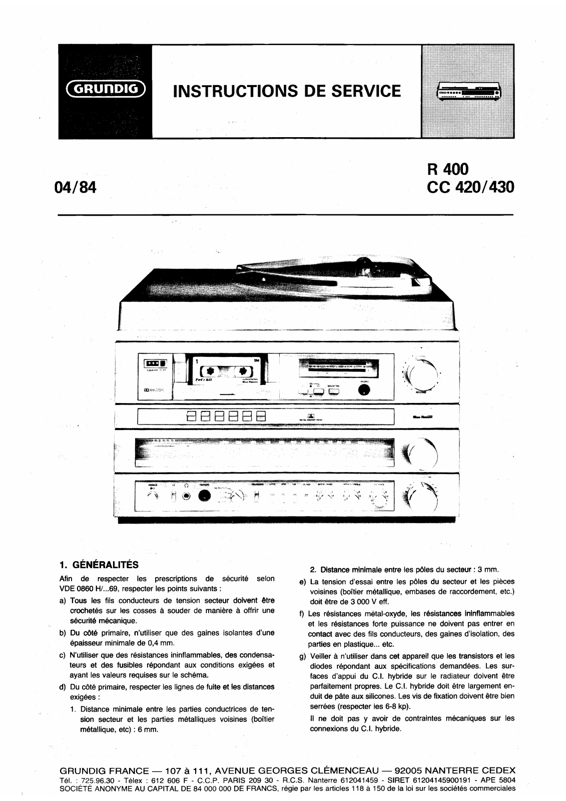 Grundig CC-420 Service Manual