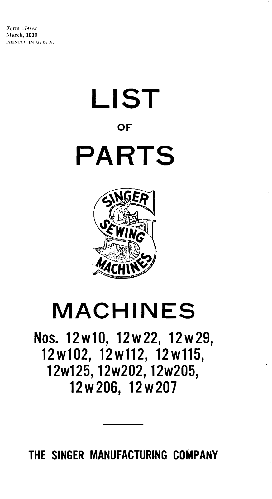 Singer 12W10, 12W22, 12W29, 12W102, 12W112 User Manual