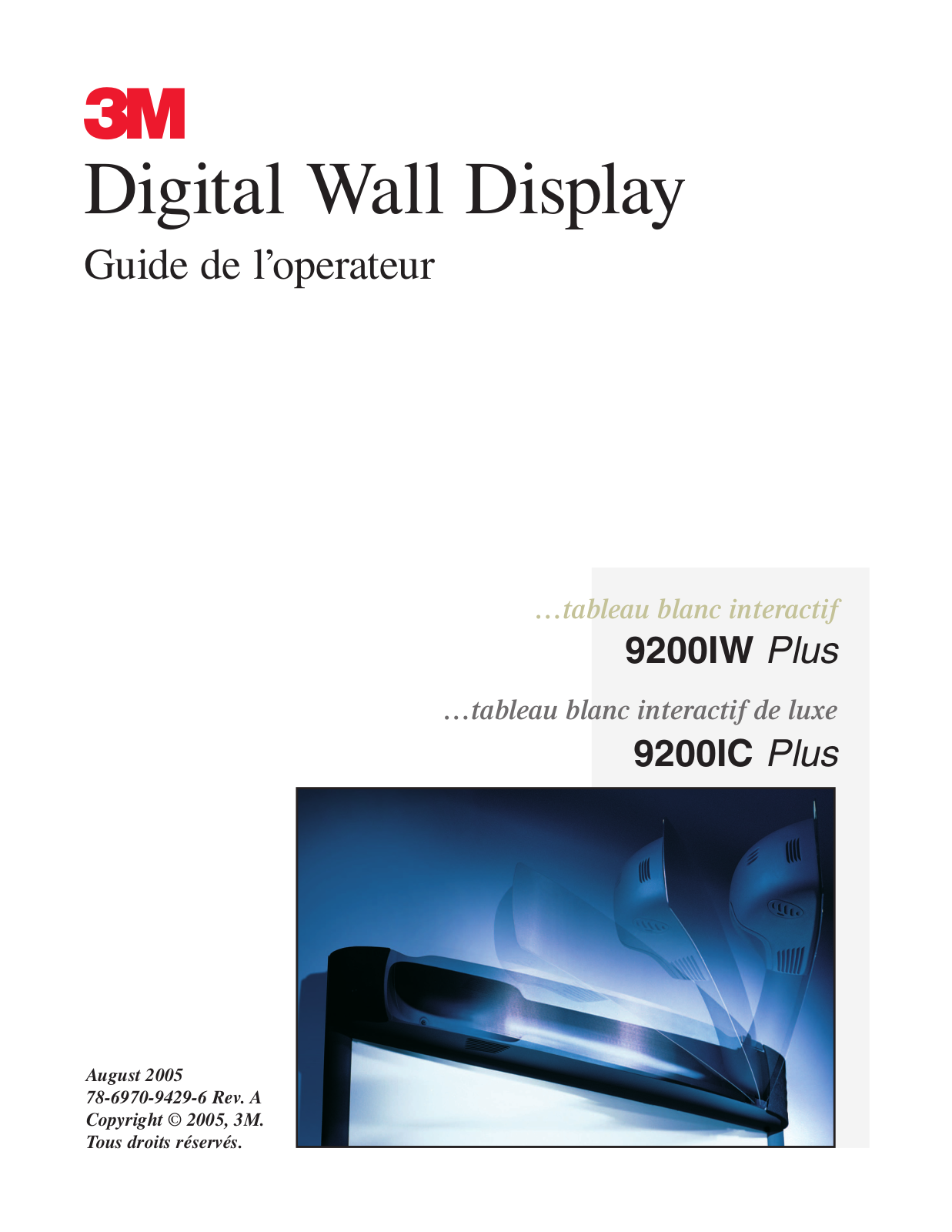 3M 9200IW Plus, 9200IC Plus Operator Guide