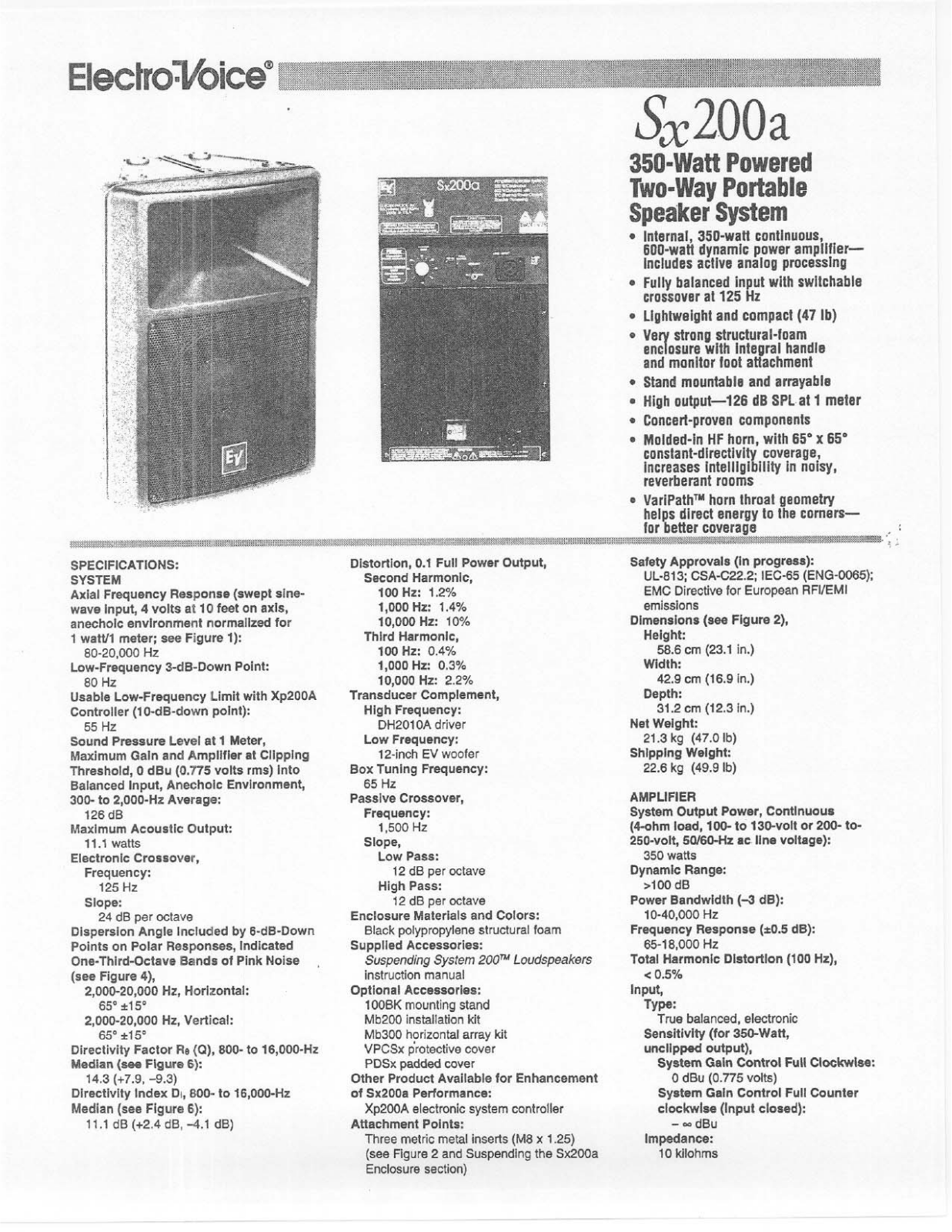 Electro-Voice Sx200a User Manual